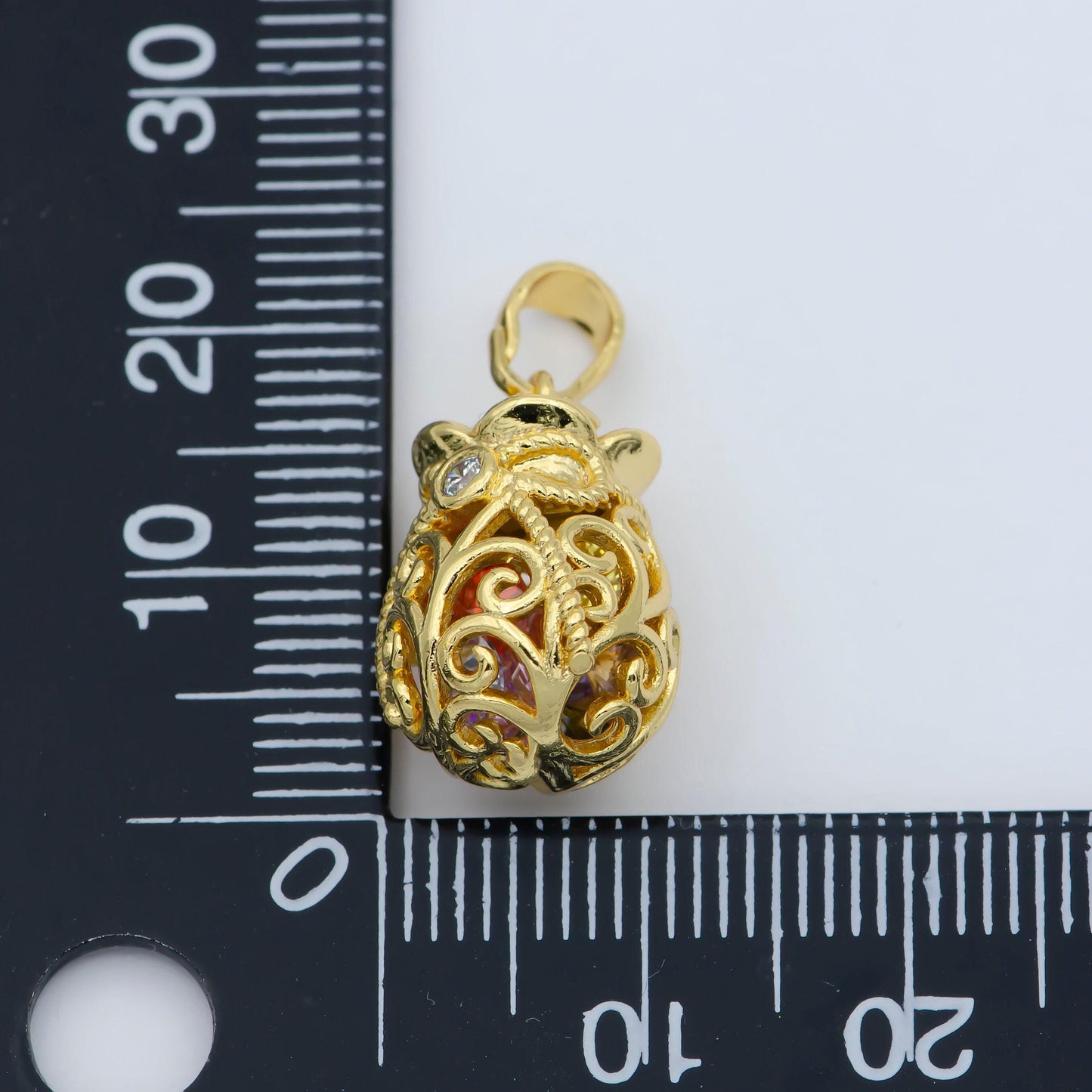 Colorful crystal gemstone charm cage, dainty pendant for minimalist jewelry supply