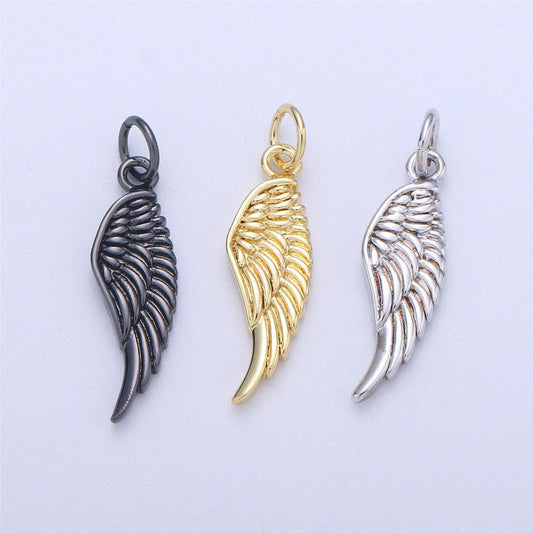 Small angel wing charm, gold angel wing charm, silver wings, black guardian angel wing charm add on charm for necklace bracelet earring