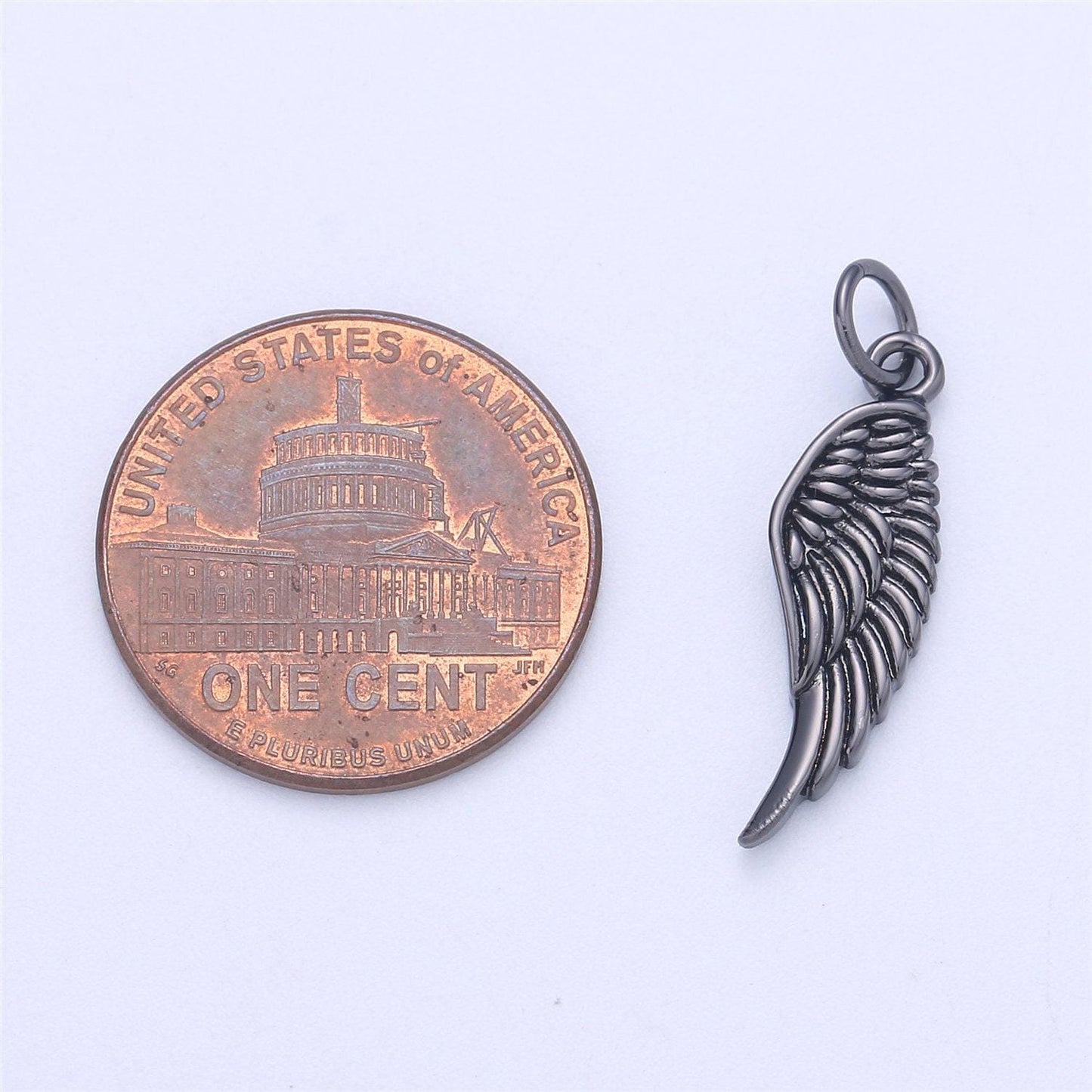 Small angel wing charm, gold angel wing charm, silver wings, black guardian angel wing charm add on charm for necklace bracelet earring
