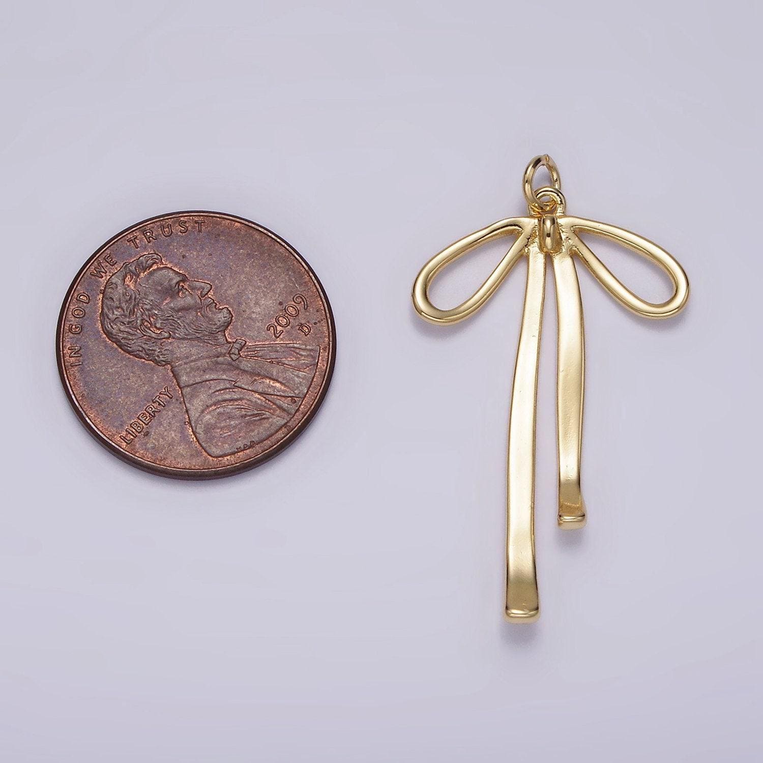 14k gold filled 30mm ribbon bow minimalist charm | ag494