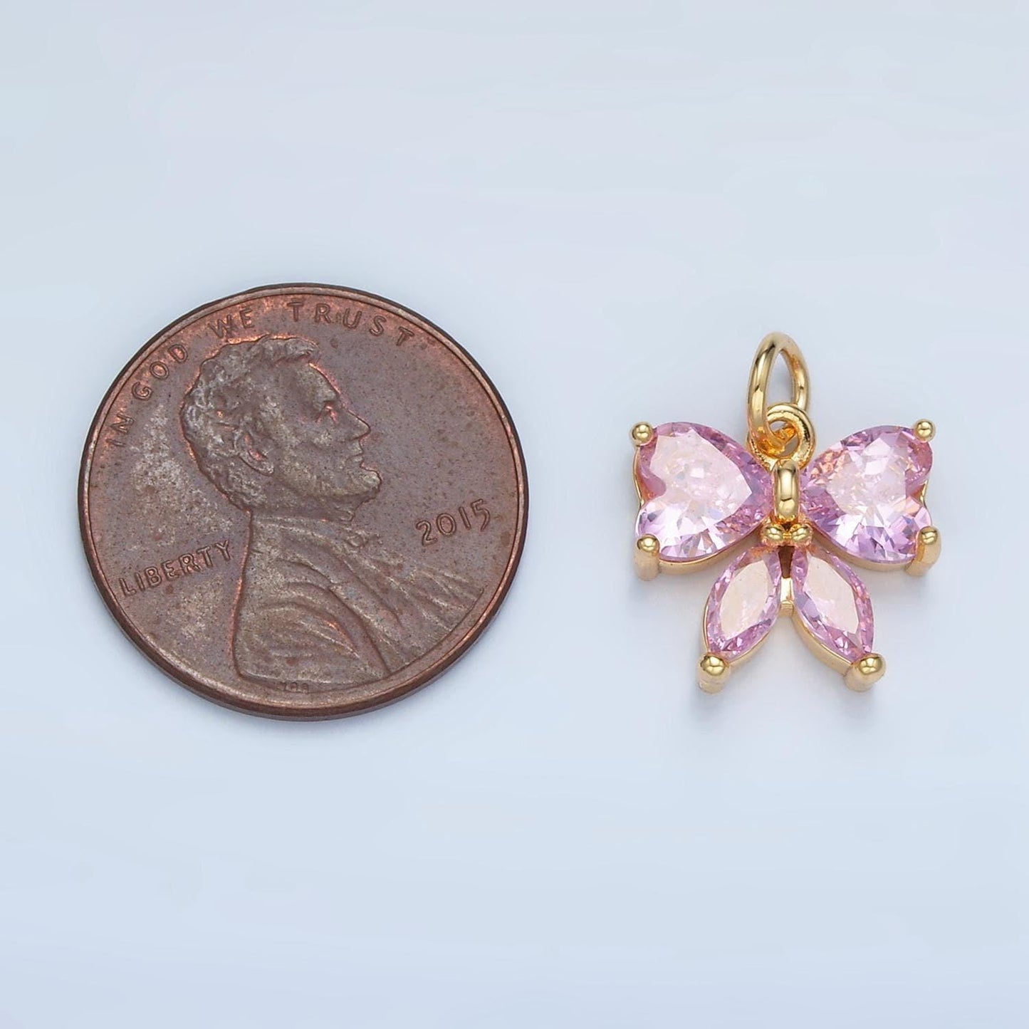 24k gold filled bow charms cz charm pink micro pave bow mini bow pendant cubic zirconia charm for bracelet necklace n1419