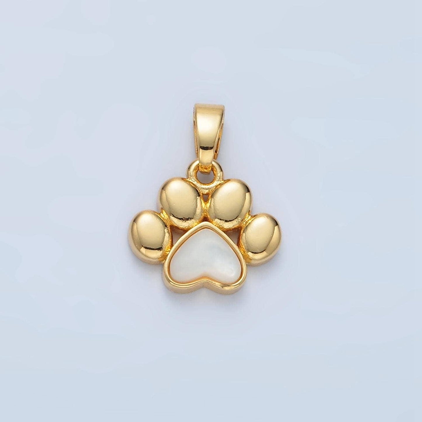 Gold dainty paw charms 24k gold filled cat paw pendant shell pearl dog paw charm bracelet necklace for diy jewelry making supply i846
