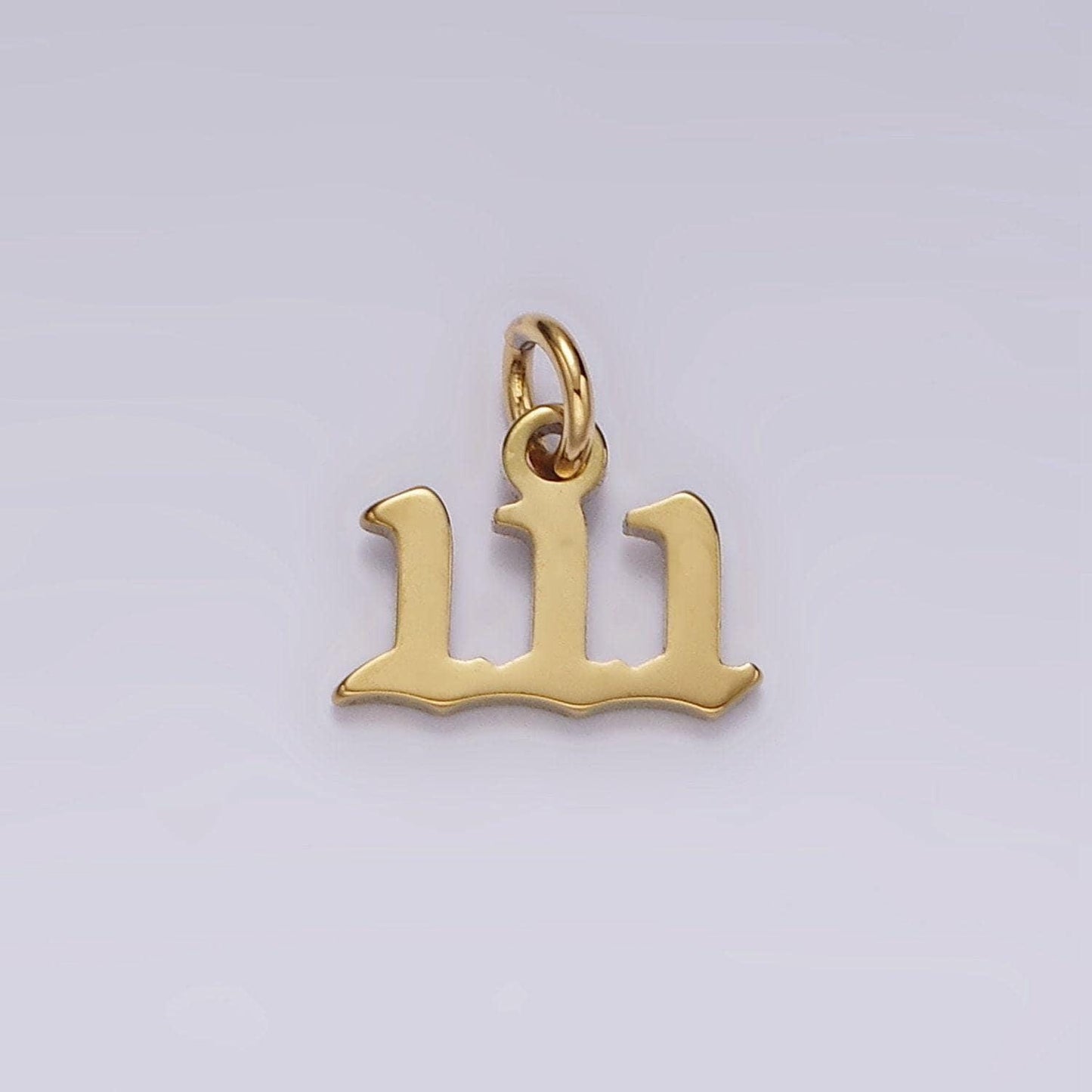 Tiny angel number tag charm gold dainty lucky number pendant 111, 222, 333, 444, 555, 666, 777, 888, 999 for jewelry making supply ag606