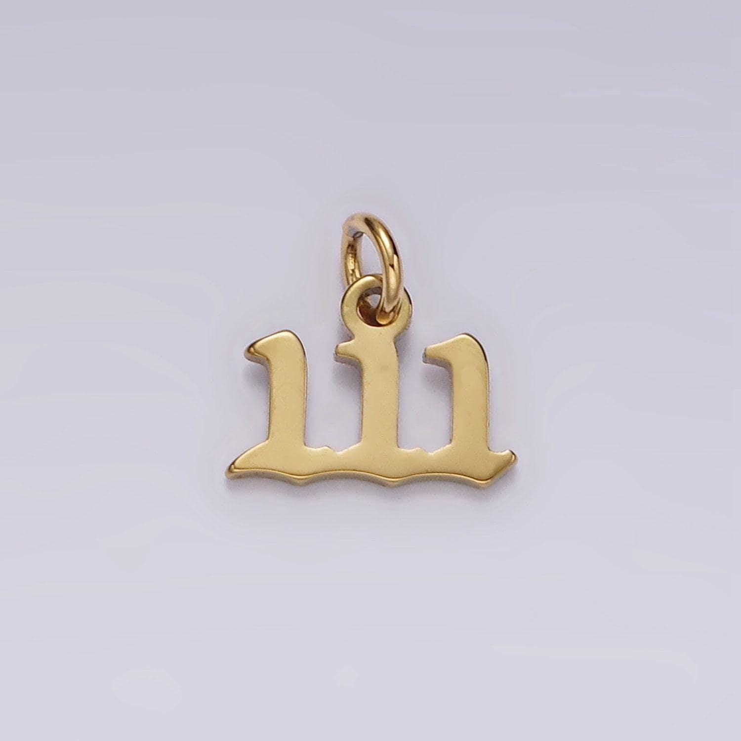 Tiny angel number tag charm gold dainty lucky number pendant 111, 222, 333, 444, 555, 666, 777, 888, 999 for jewelry making supply ag606