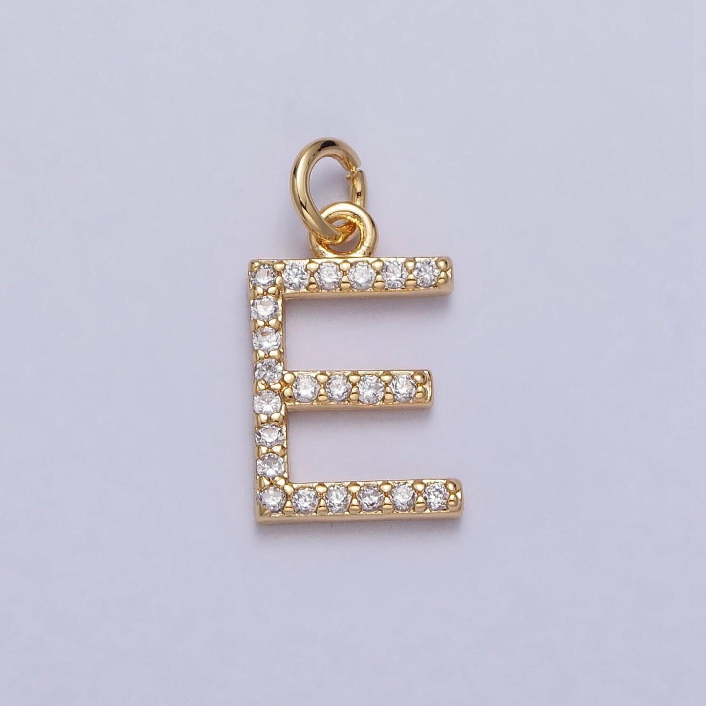 Dainty gold cz micro pave initial letter charm small letter pendant, cubic alphabeth charm, 15mm micro pave letters dangle charm