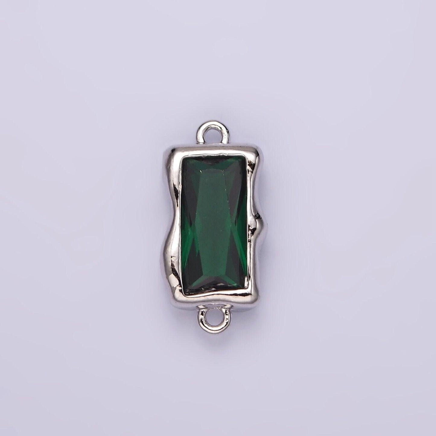 White gold filled cz baguette molten personalized birth month connector | g259 - g262