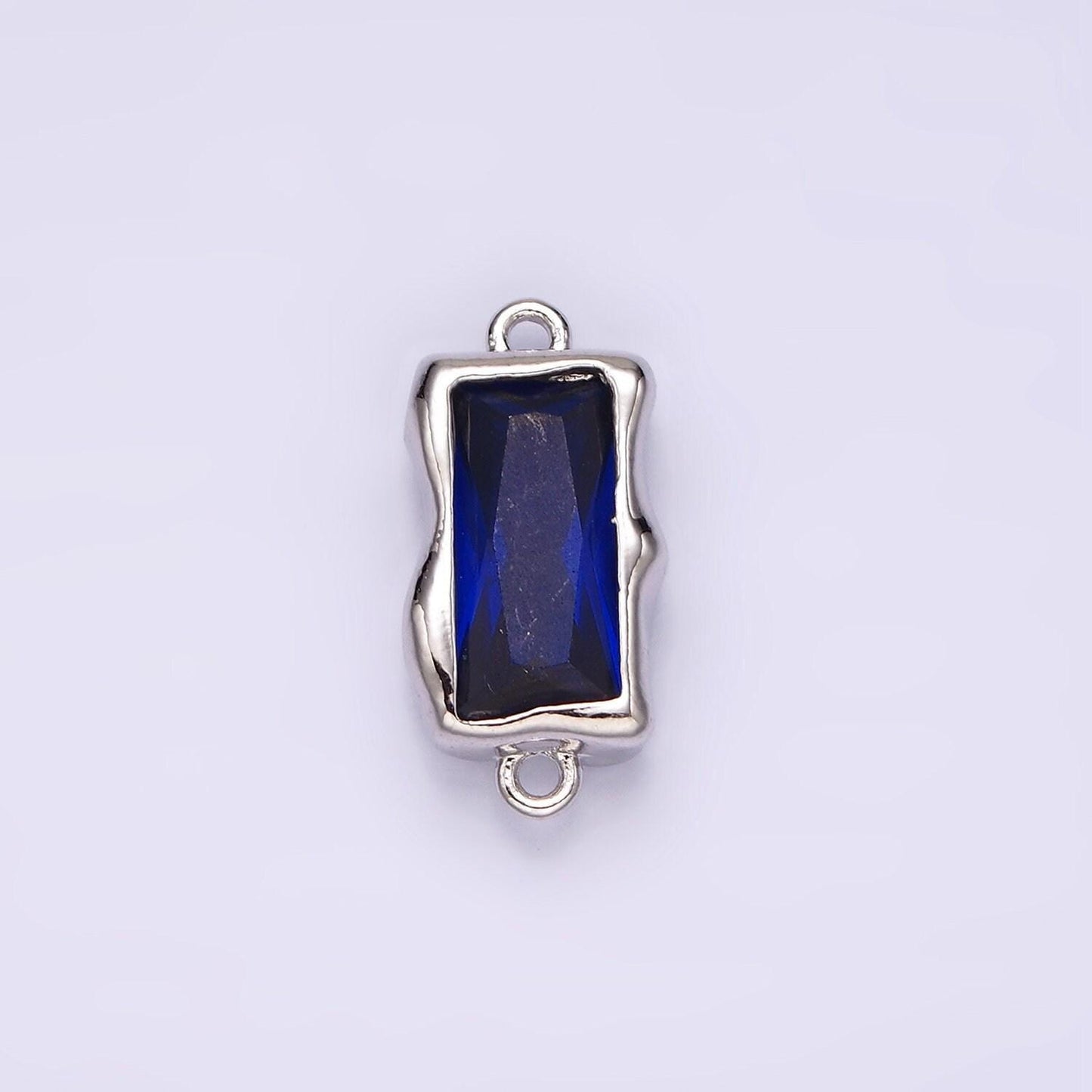 White gold filled cz baguette molten personalized birth month connector | g259 - g262
