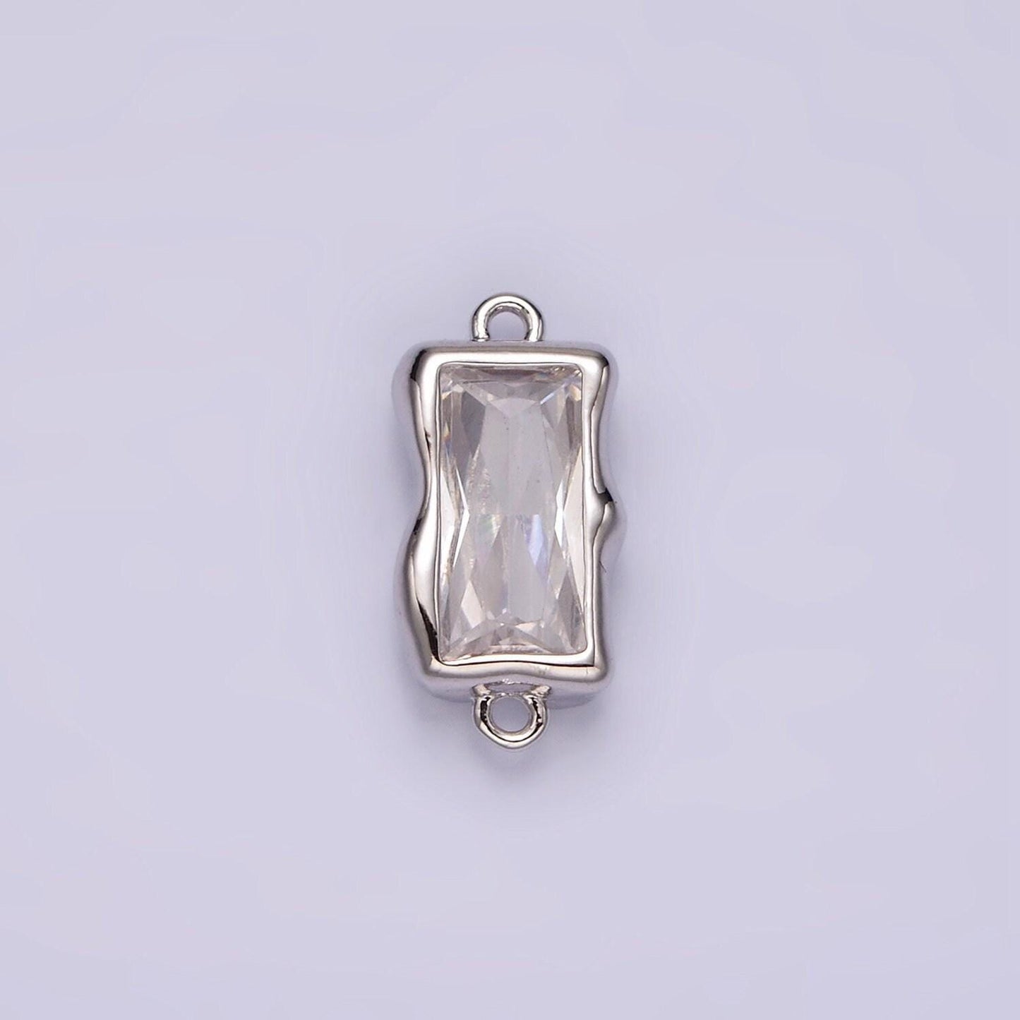 White gold filled cz baguette molten personalized birth month connector | g259 - g262