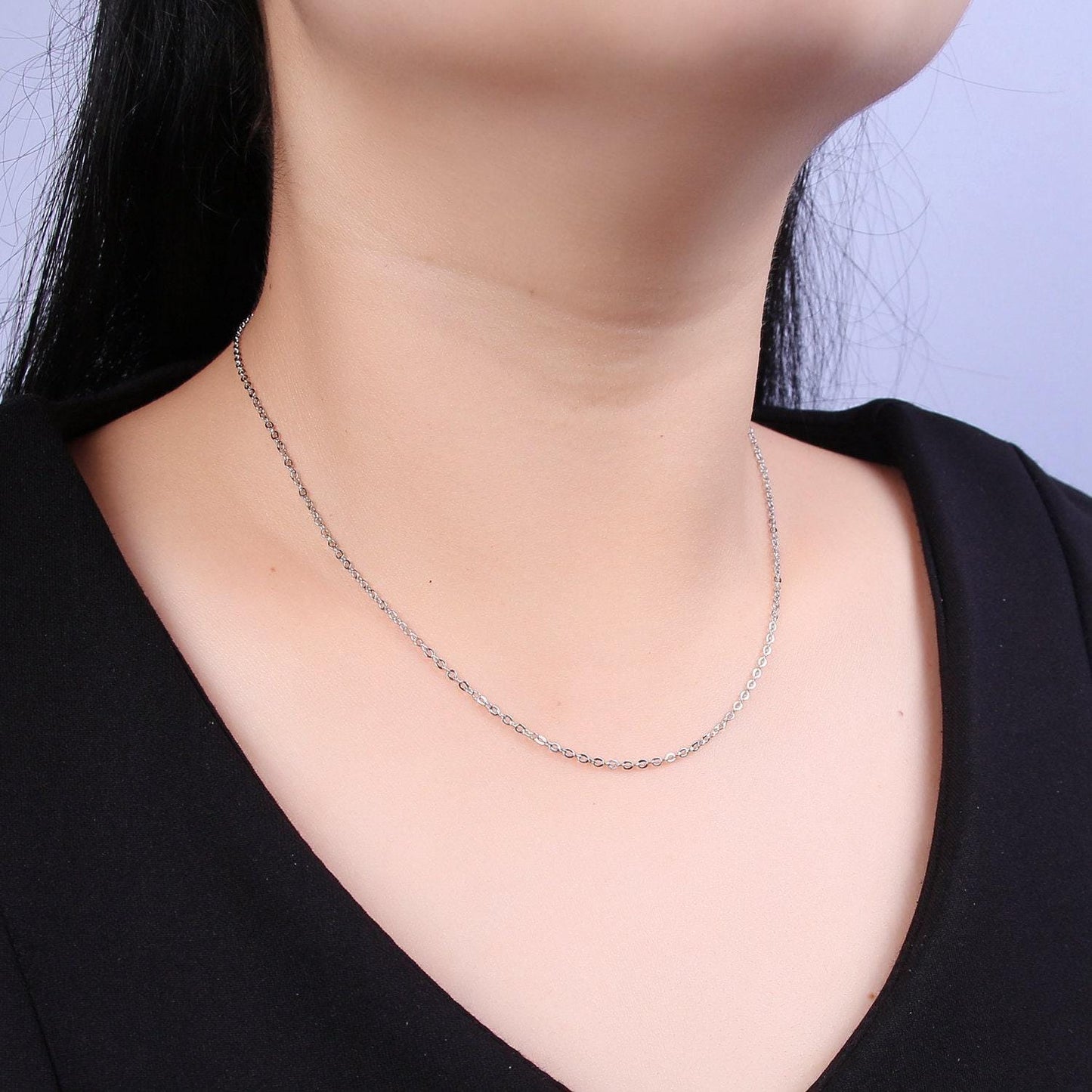 24k gold filled cable chain necklace dainty 1.3 mm cable link chain jewelry making women necklace 15.5" w/ 2 " extender wa-721