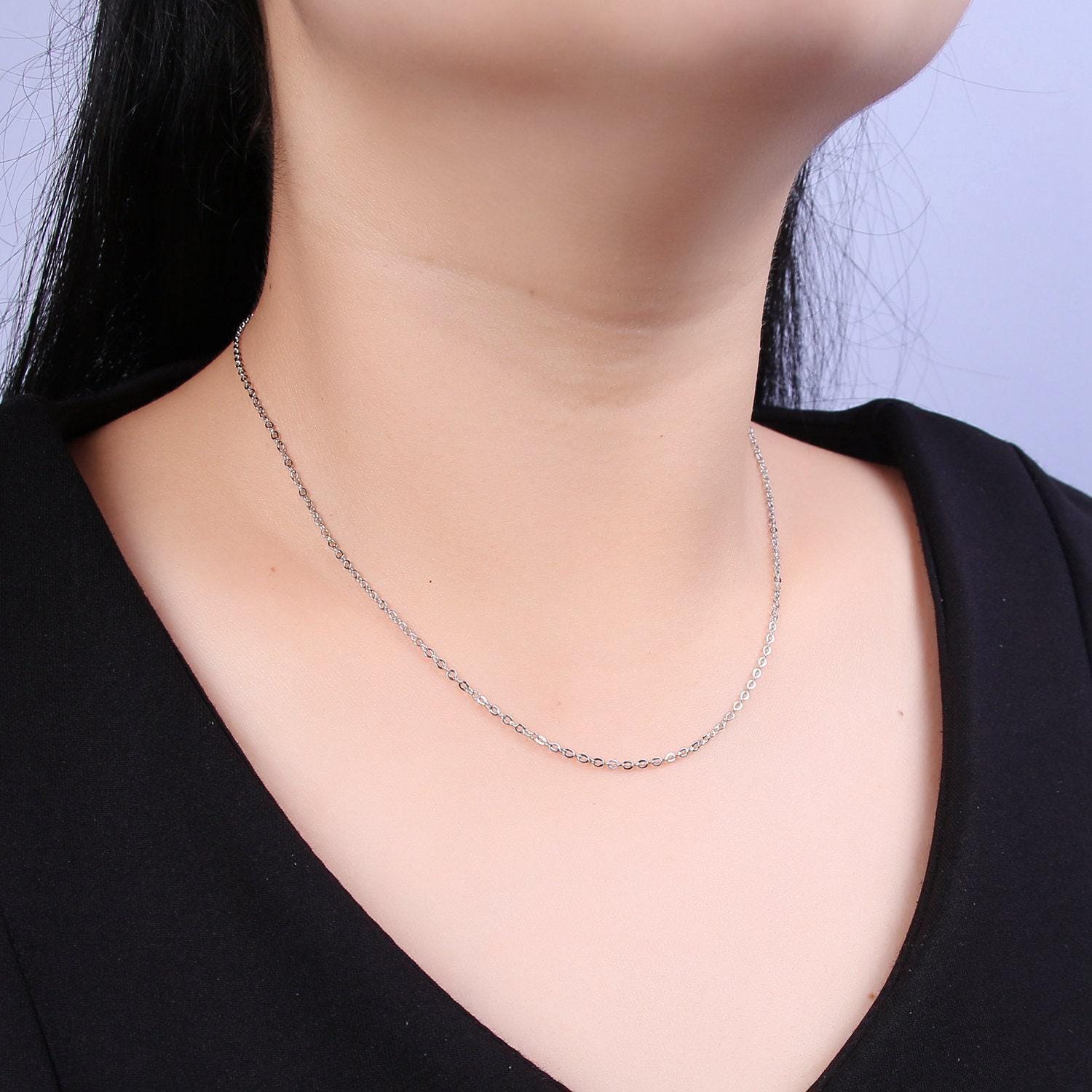 24k gold filled cable chain necklace dainty 1.3 mm cable link chain jewelry making women necklace 15.5" w/ 2 " extender wa-721