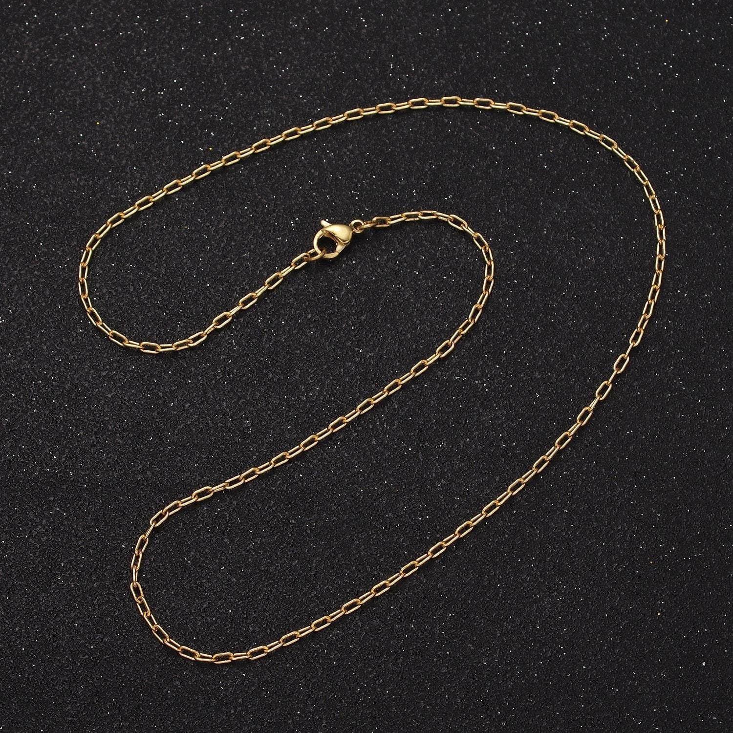 1pc 15.75'' ready to use 14k gold filled paper clip necklace chain, choker cable chain necklace pendant charm jewelry making supply wa1871