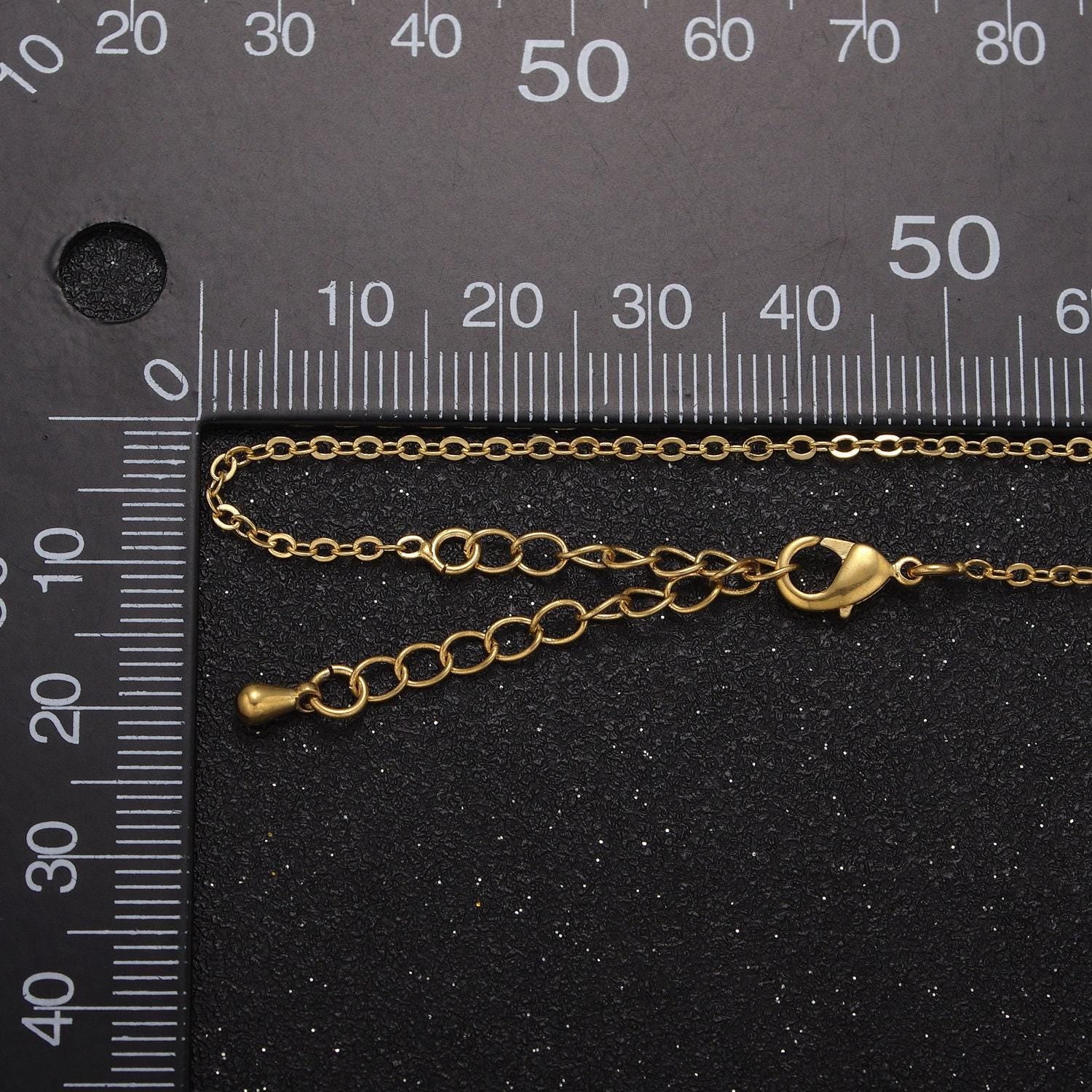24k gold filled cable chain necklace dainty 1.3 mm cable link chain jewelry making women necklace 15.5" w/ 2 " extender wa-721