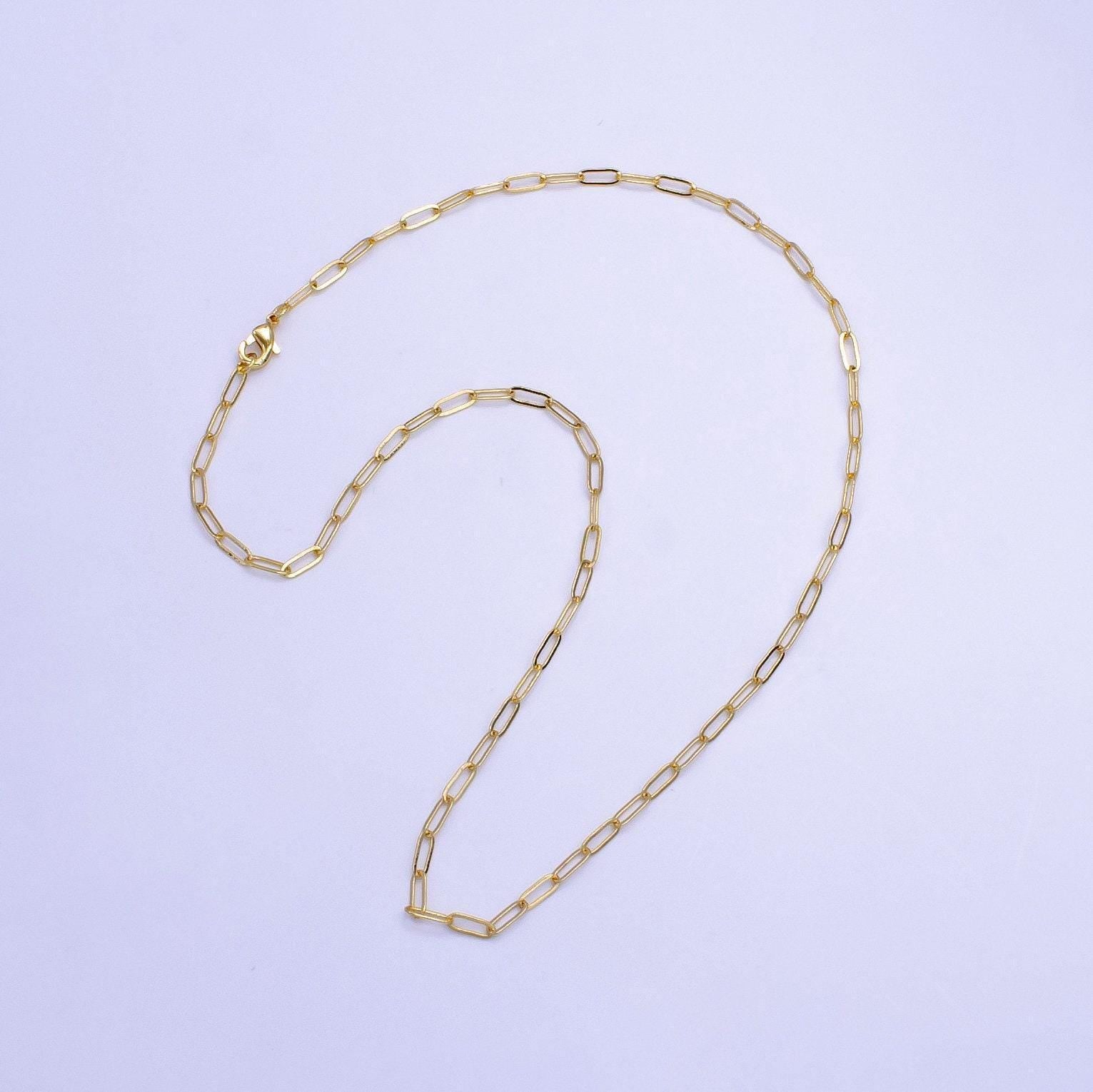 Dainty paper clip chain necklace 18k gold filled necklace cable link chain 17.5 inch ready to wear for charm necklace supply wa-2515