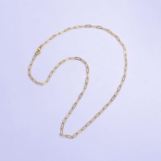 Dainty paper clip chain necklace 18k gold filled necklace cable link chain 17.5 inch ready to wear for charm necklace supply wa-2515