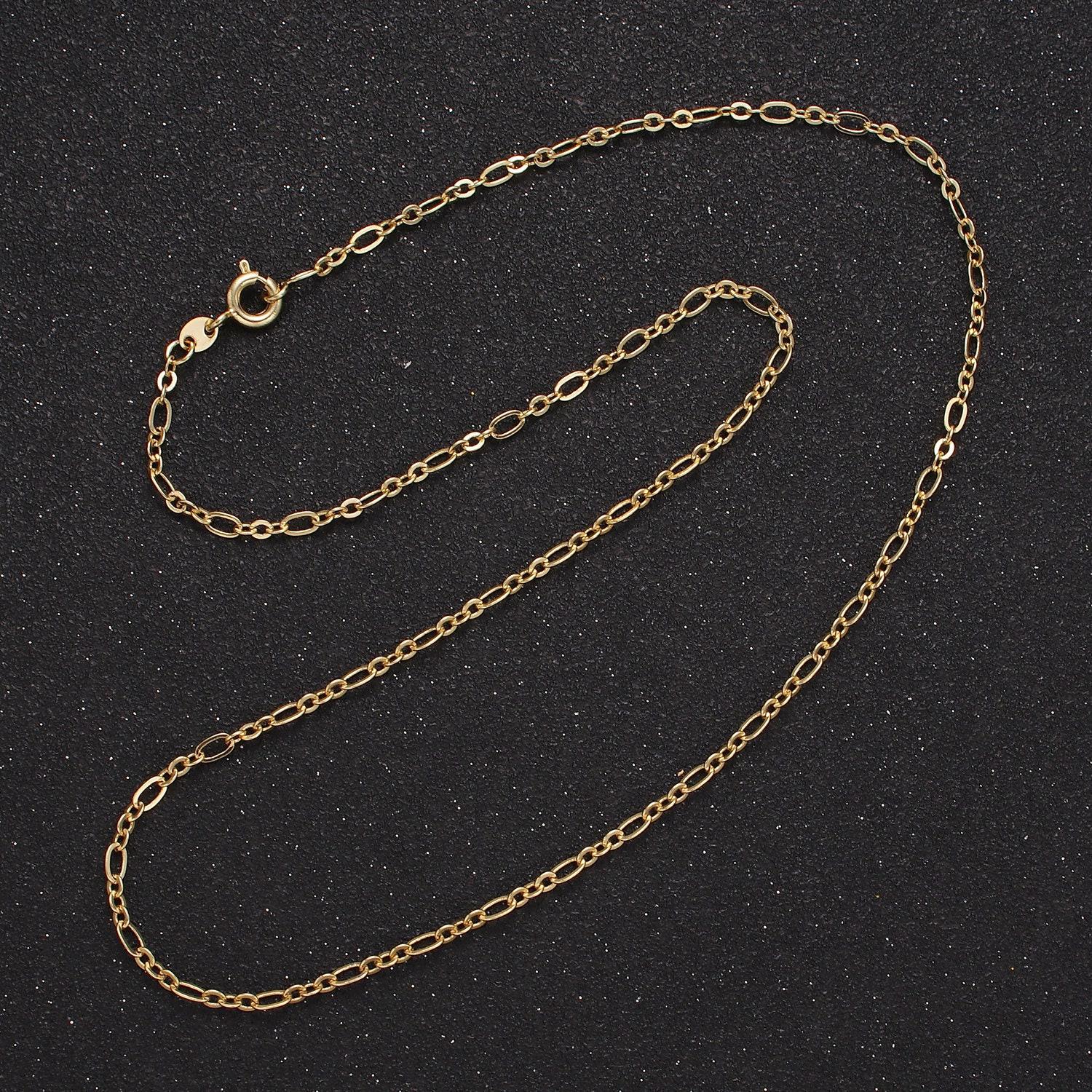 Dainty 14k gold filled oval long and short chain necklace 18 inch for layer necklace charm necklace jewelry making supply wa-2464