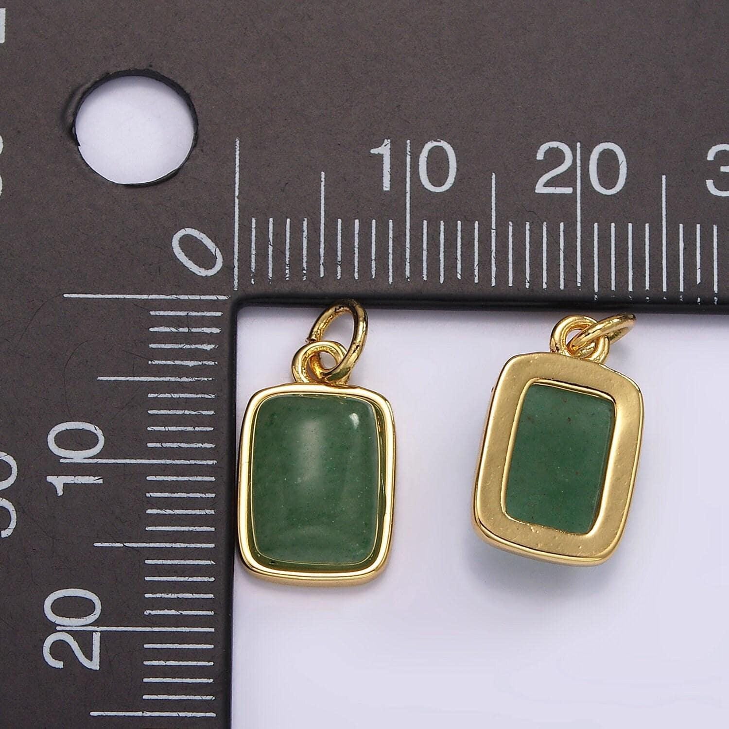 Dainty natural green aventurine pendant with gold filled metal tag pendant semi precious gemstone jewelry green stone charm ag584