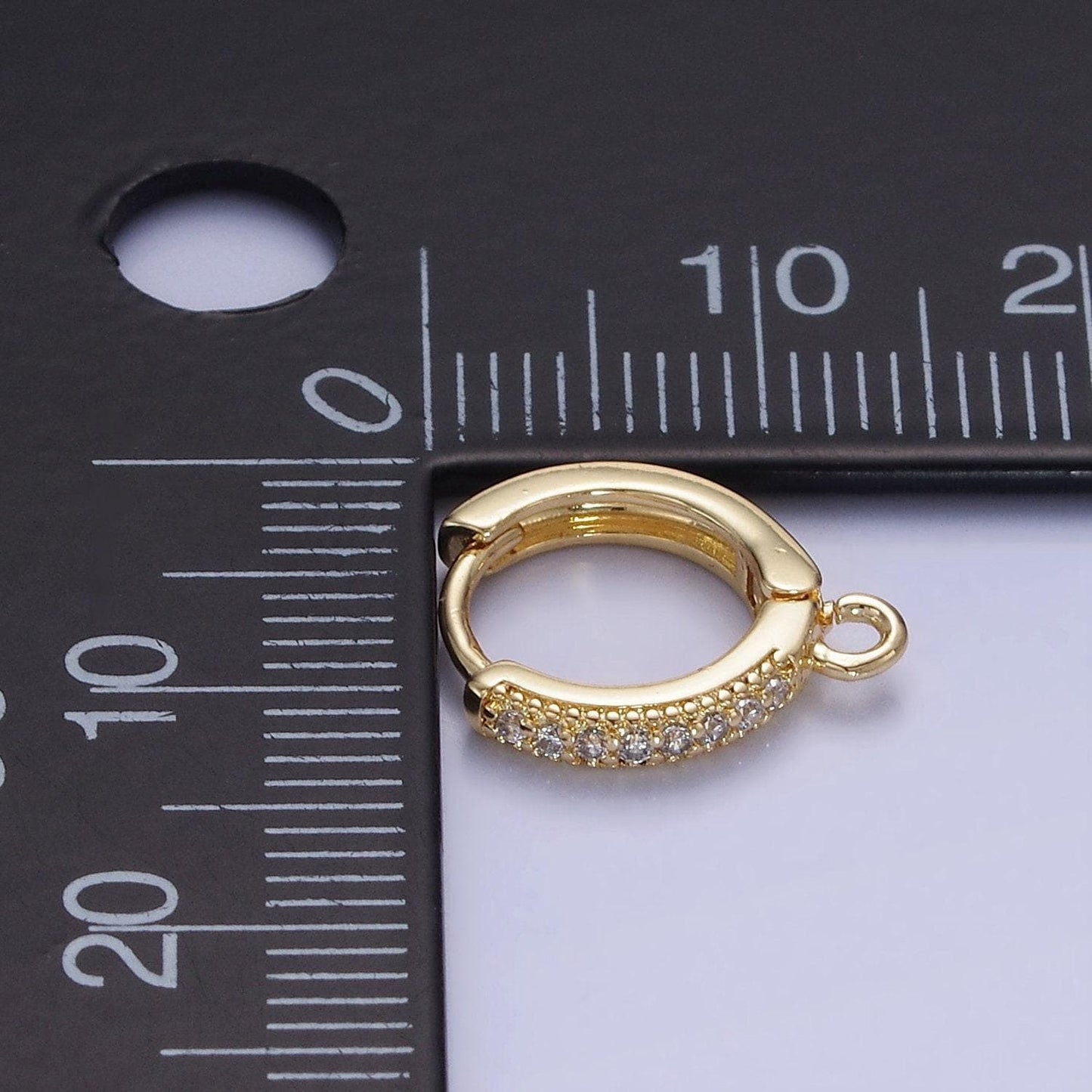 14k gold filled micro paved cz huggie earring findings | z-755