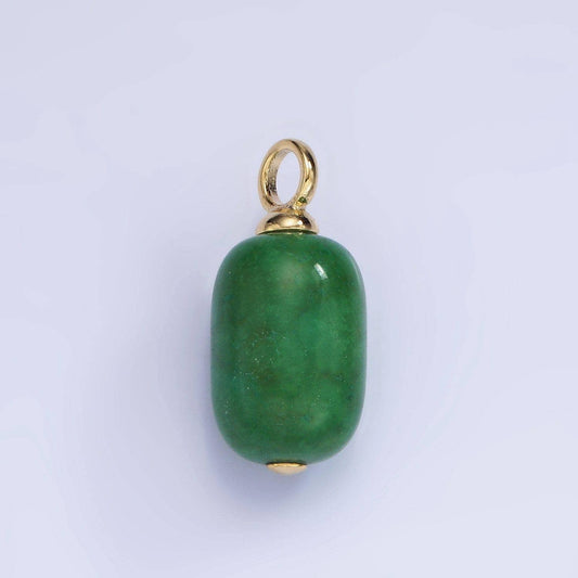 Dainty green jade tube cylinder beads pendant for necklace charm ag-711