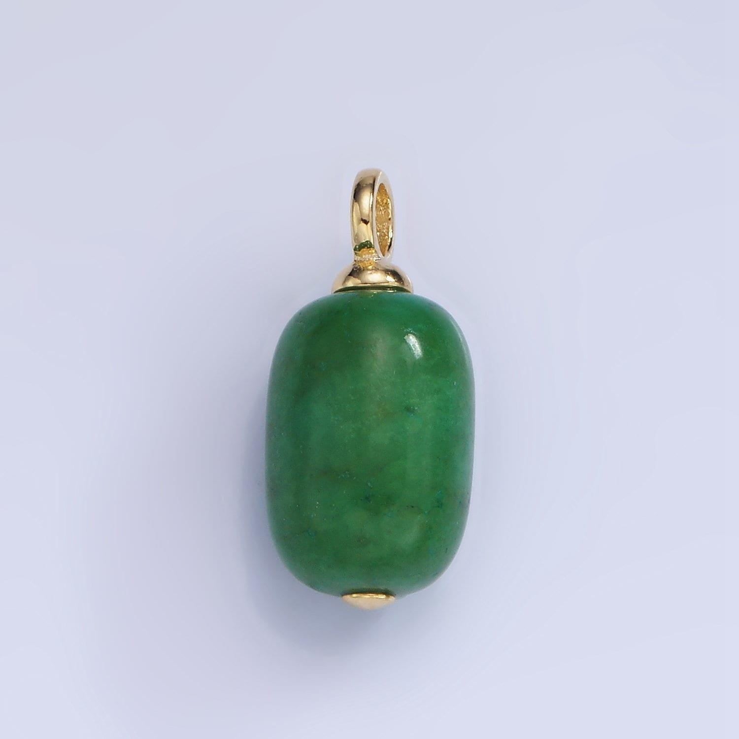 Dainty green jade tube cylinder beads pendant for necklace charm ag-711