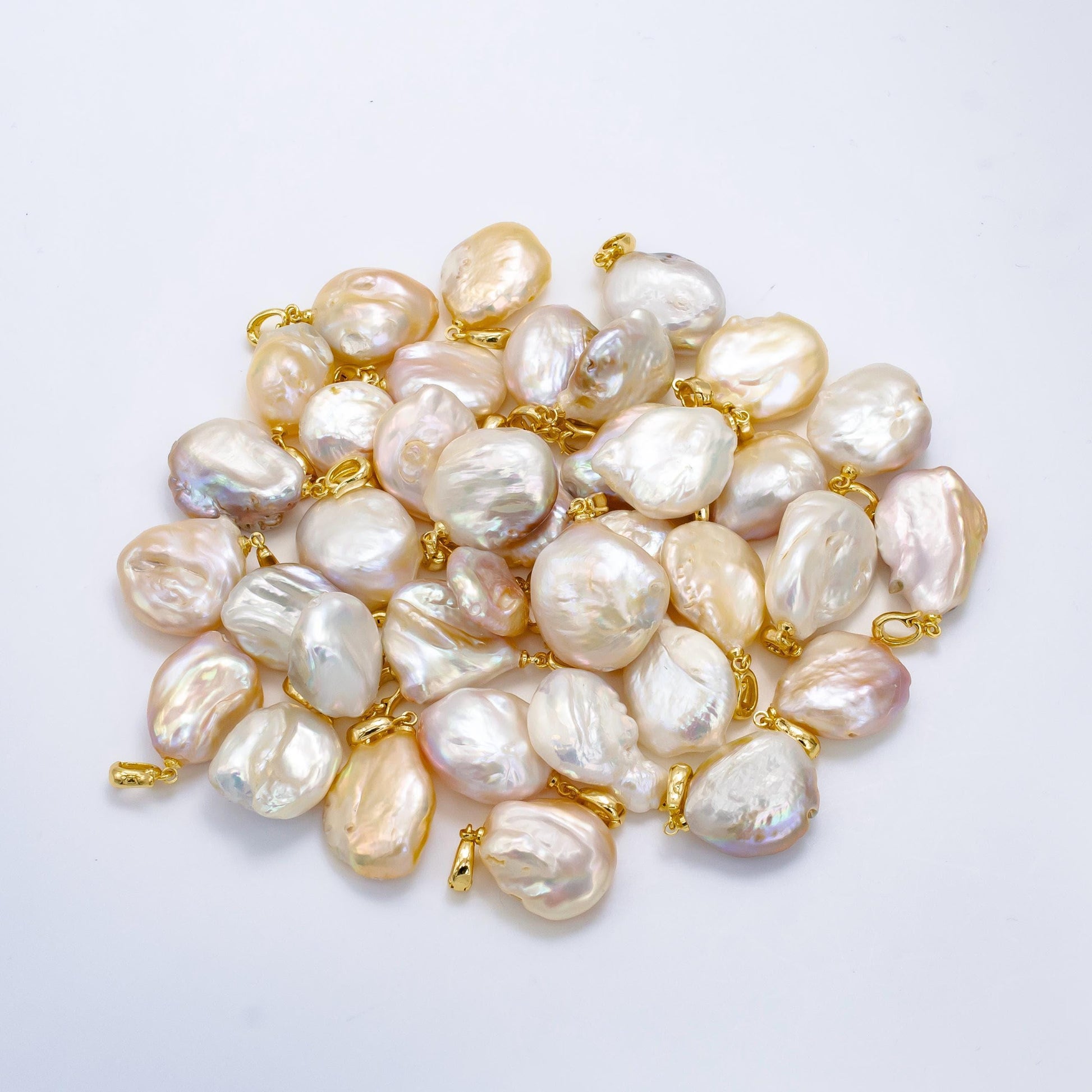 1pc aa pearl approx. 25.2 x 19.3mm dainty baroque champagne white freeform pearl pendant necklace 24k gold filled pendant p1914