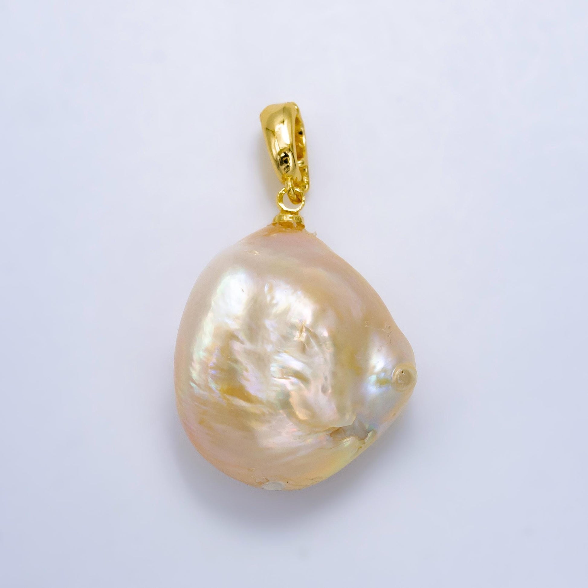 1pc aa pearl approx. 25.2 x 19.3mm dainty baroque champagne white freeform pearl pendant necklace 24k gold filled pendant p1914
