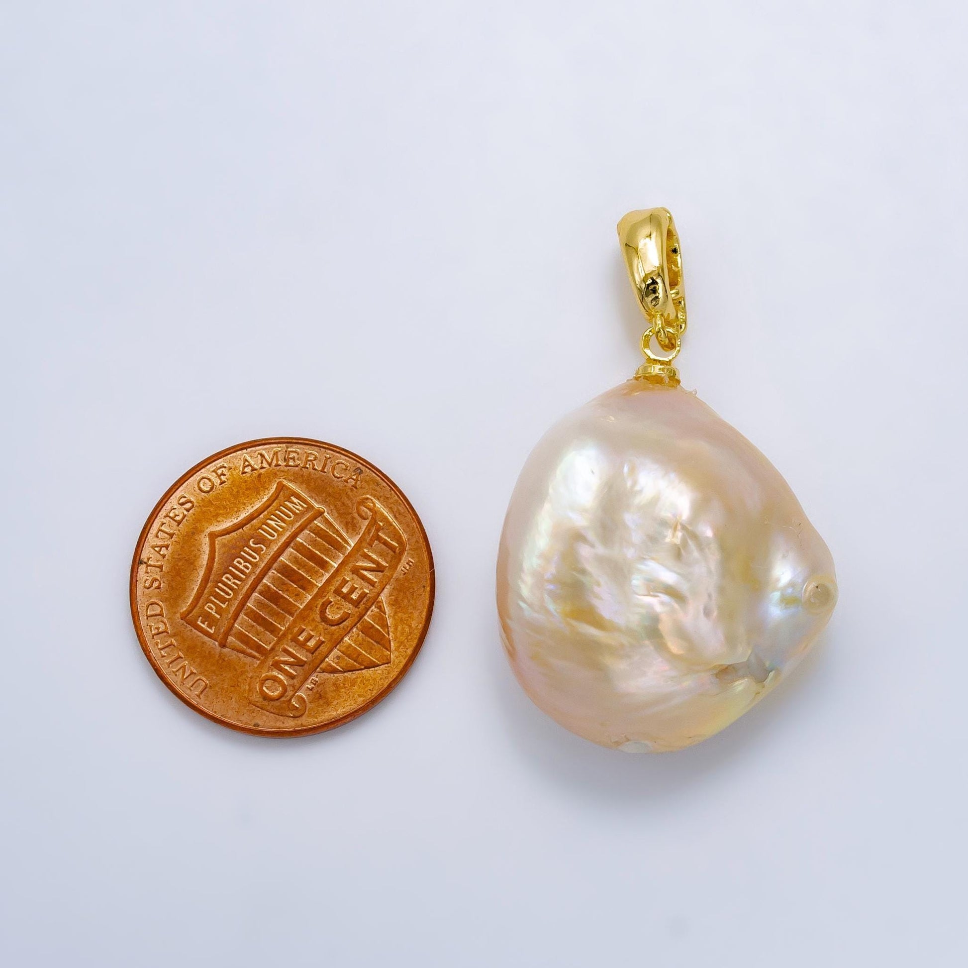 1pc aa pearl approx. 25.2 x 19.3mm dainty baroque champagne white freeform pearl pendant necklace 24k gold filled pendant p1914