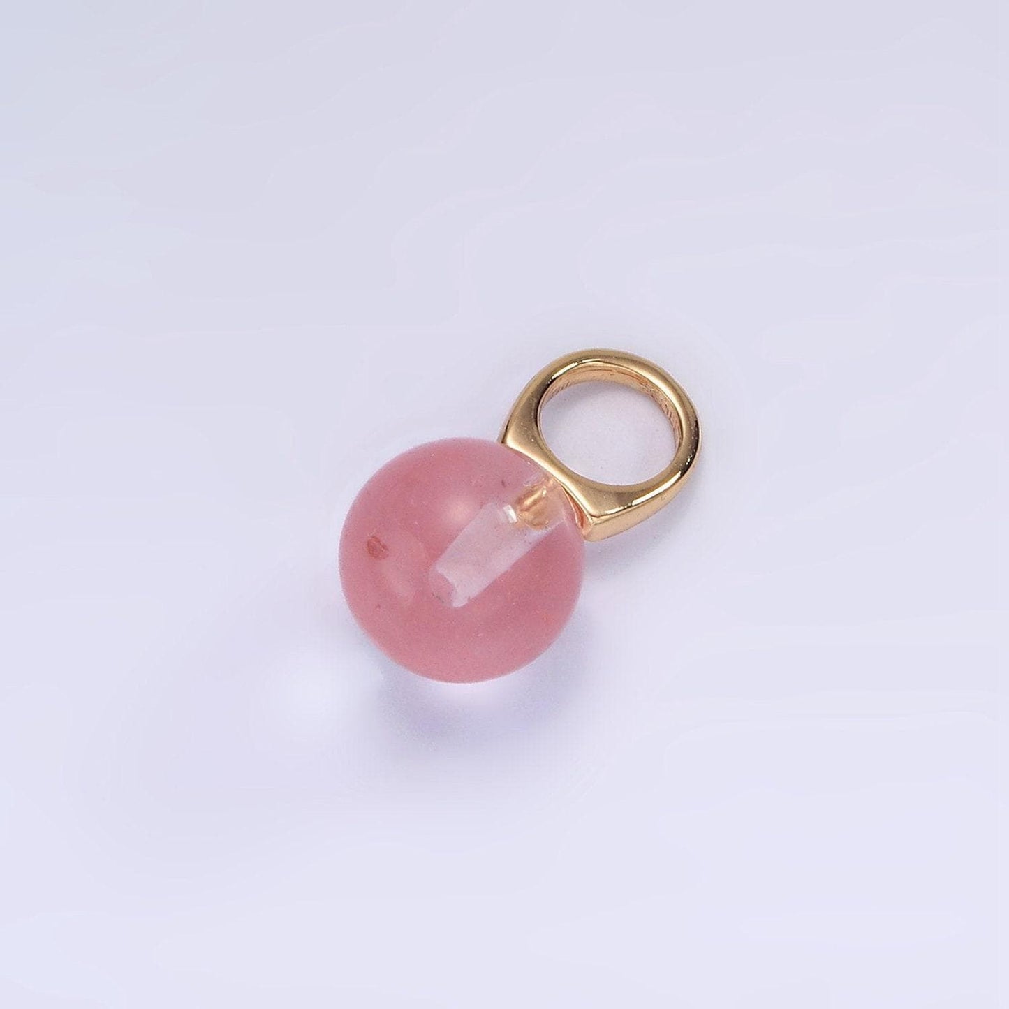 14k gold filled charm natural gemstone howlite amethyst rose quartz labradorite tiger eye round ball bail pendant | ag367