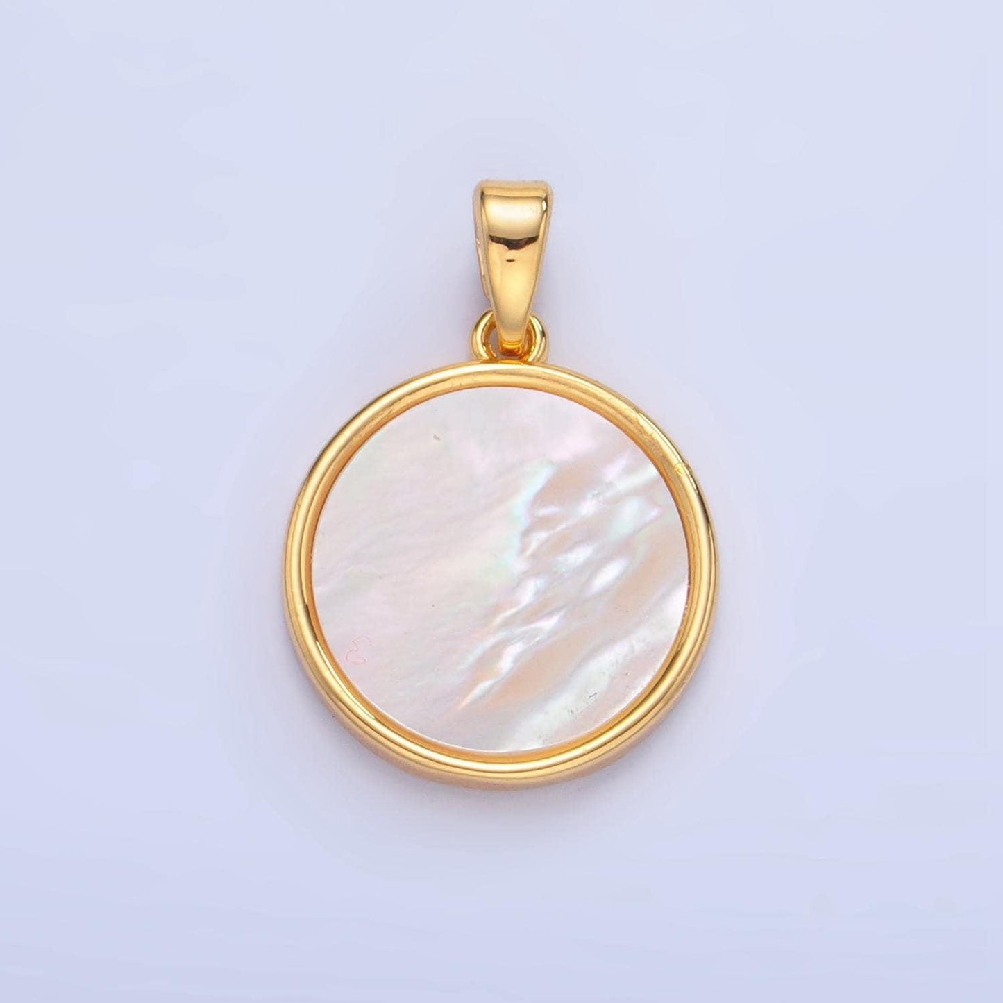 14k gold filled mother of pearl charm coin medallion minimalist jewelry making gold edge bezel gemstone june birthstone aa1044