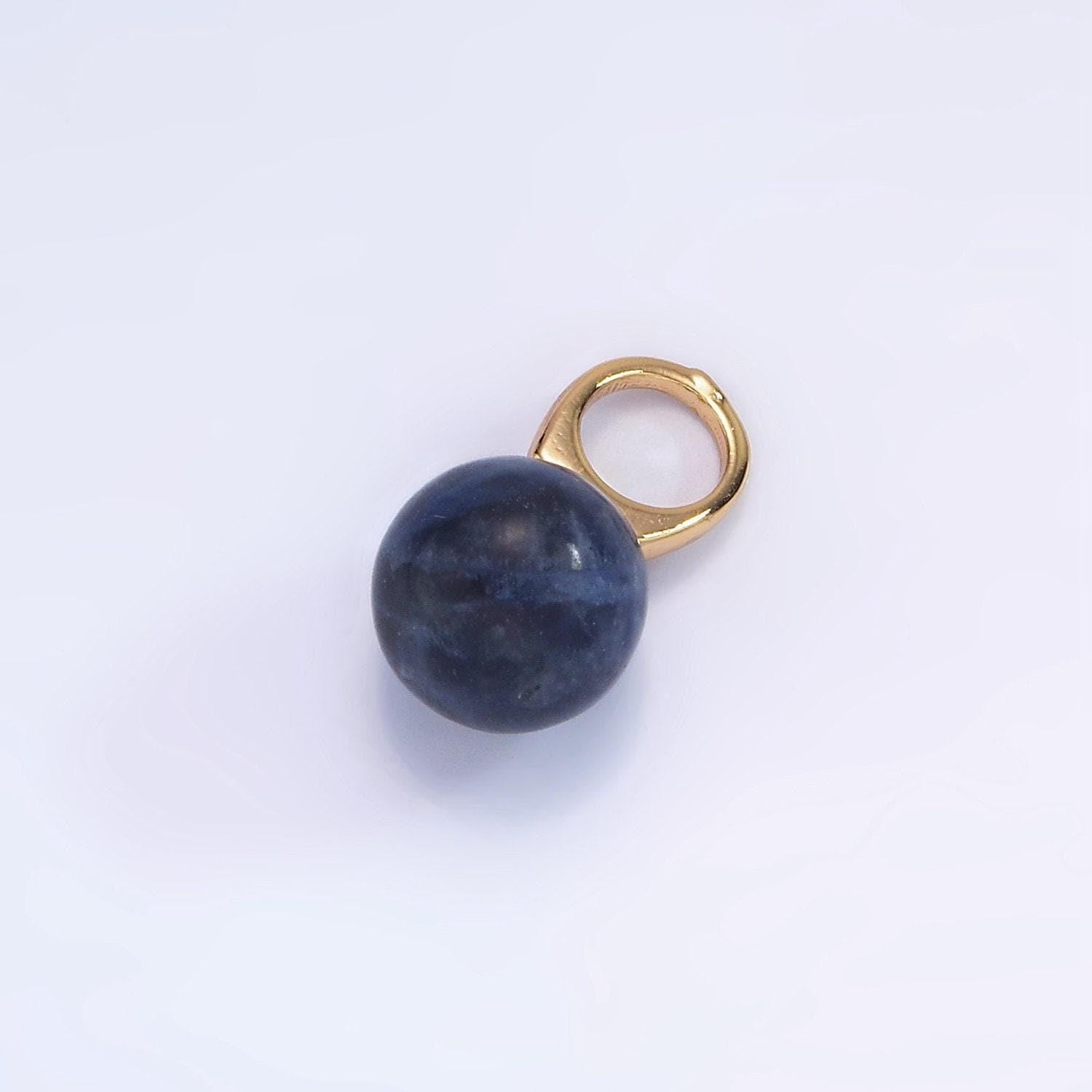 14k gold filled charm natural gemstone howlite amethyst rose quartz labradorite tiger eye round ball bail pendant | ag367