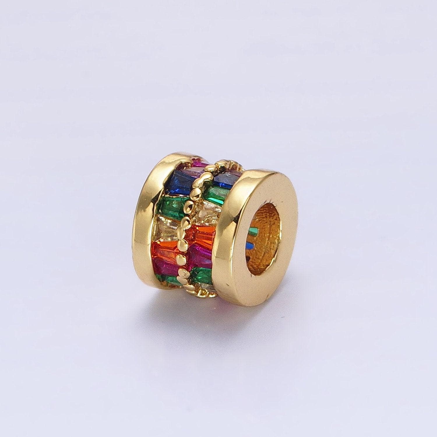 1pc gold filled cylinder beads, cz large hole cylinder drum barrel micro pave beads, silver tube multi color cz beadd 6.8x8.2mm b-783~b-790