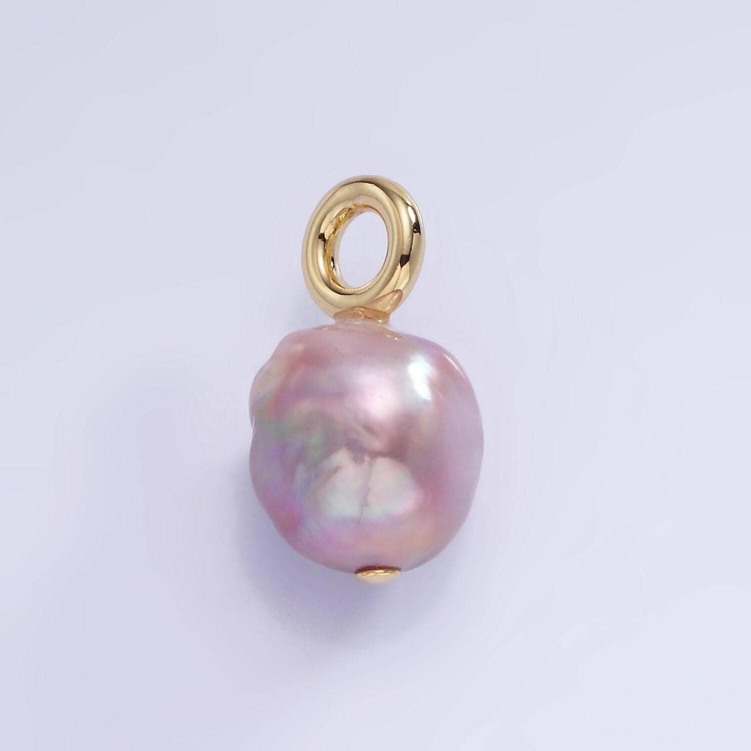 Beautiful mauve pink / purple oval baroque pear pearl charm teardrop genuine freshwater mermaid pearls pendant p1705