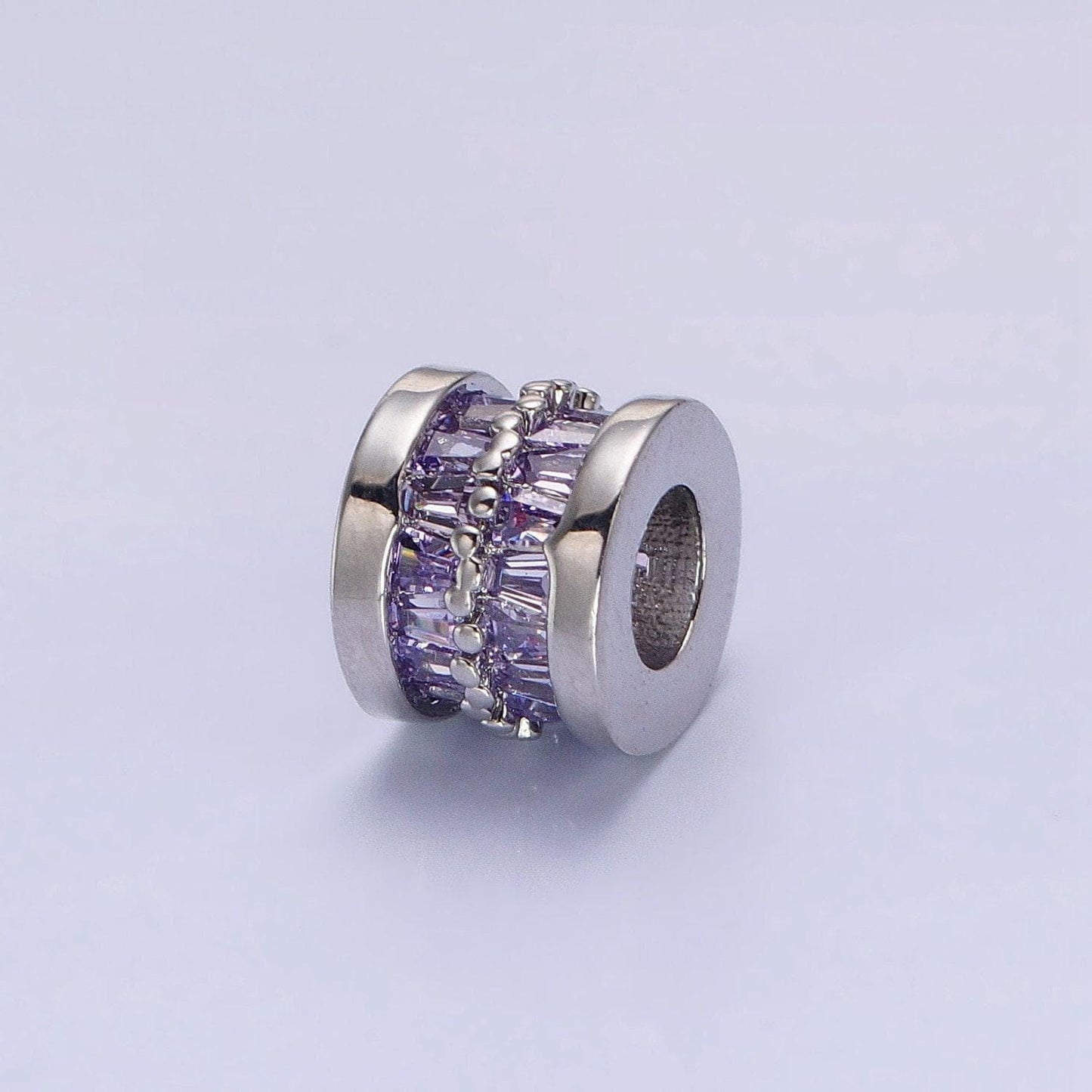 1pc gold filled cylinder beads, cz large hole cylinder drum barrel micro pave beads, silver tube multi color cz beadd 6.8x8.2mm b-783~b-790