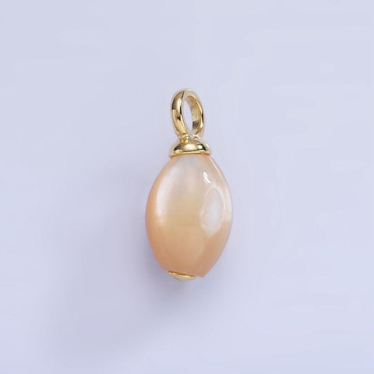 Beautiful mauve champagne white oval pear pearl charm teardrop genuine freshwater mermaid pearls pendant with big hole for charm p-1753