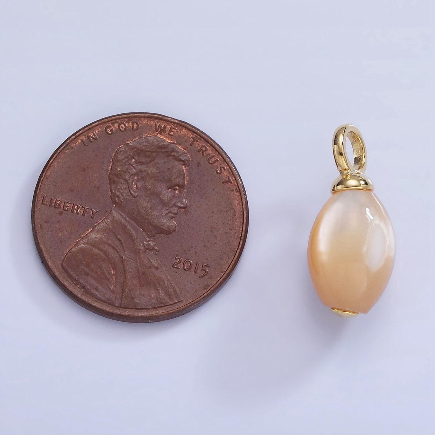 Beautiful mauve champagne white oval pear pearl charm teardrop genuine freshwater mermaid pearls pendant with big hole for charm p-1753