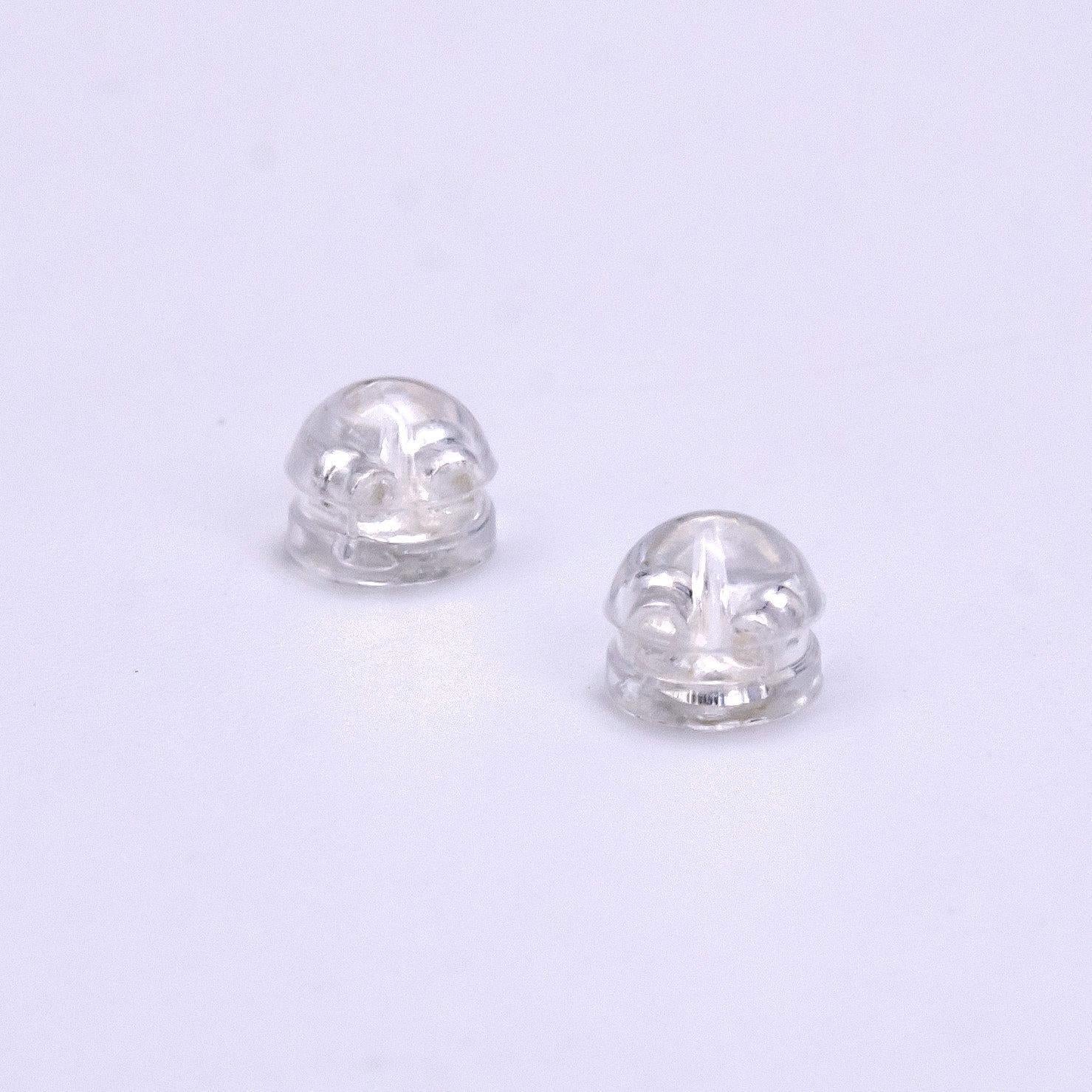 10 pair silicone backs earring stud back stoppers earring clutch padded mushroom safety grip backing hypoallergenic gold / silver tone z621