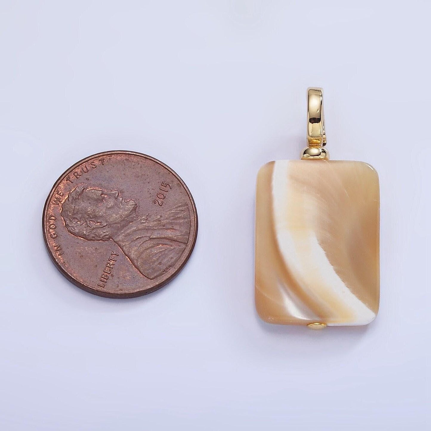 Beautiful mauve champagne white brown rectangle pearl charm genuine freshwater shell mermaid pearls pendant with lock bail for charm p-1597