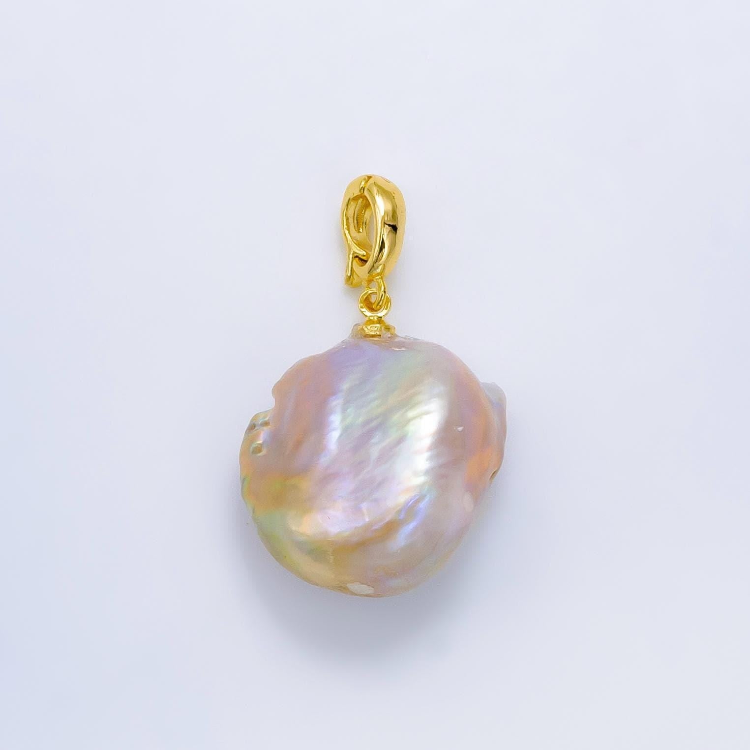 1pc aa pearl approx. 25.2 x 17.8mm dainty baroque white round pearl pendant necklace 24k gold filled pendant p1908