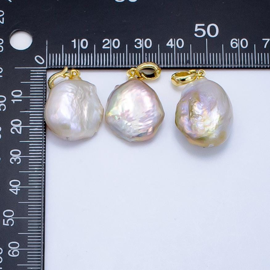 1pc aa pearl approx. 25.2 x 17.8mm dainty baroque white round pearl pendant necklace 24k gold filled pendant p1908
