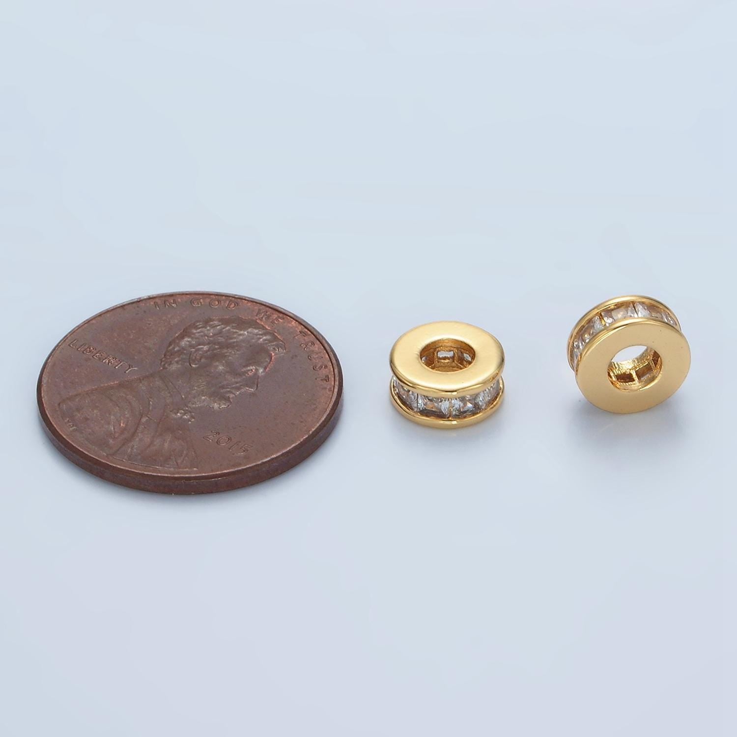 1pc gold cz baguette spacer beads for diy beaded bracelet jewelry charms rondelle bead spacer bead size 7mm bead b129