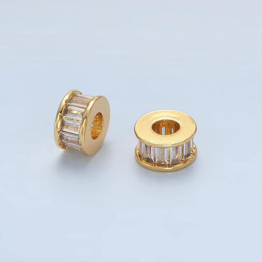 1pc gold cz baguette spacer beads for diy beaded bracelet jewelry charms rondelle bead spacer bead size 8mm bead b131