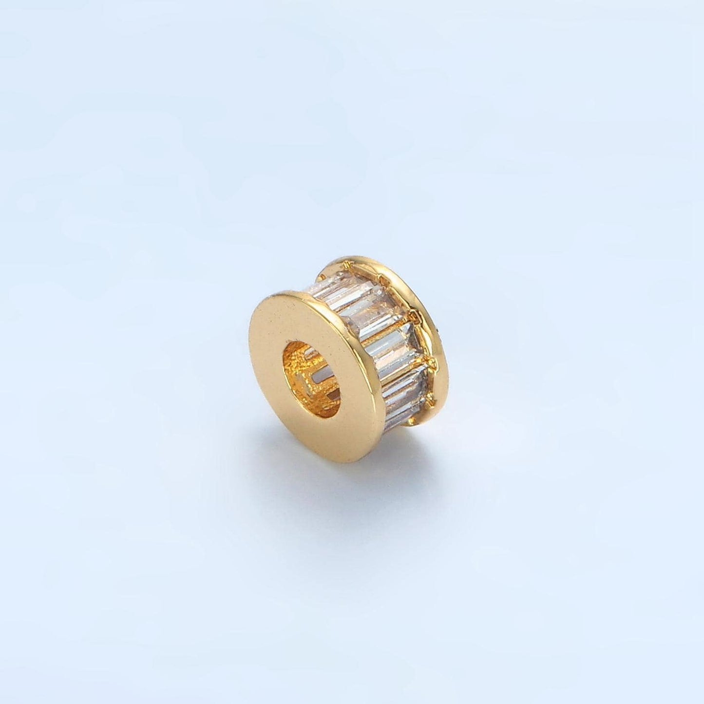 1pc gold cz baguette spacer beads for diy beaded bracelet jewelry charms rondelle bead spacer bead size 8mm bead b131