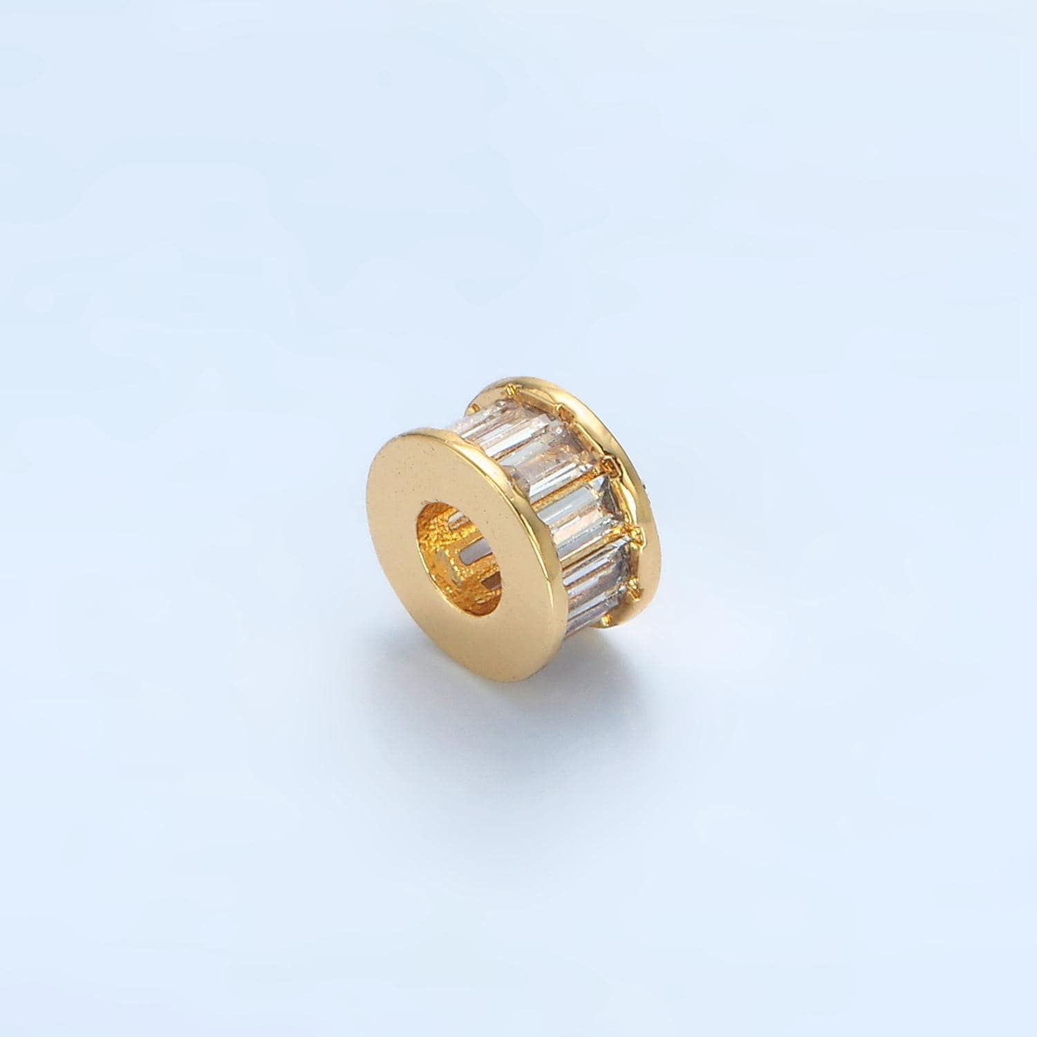 1pc gold cz baguette spacer beads for diy beaded bracelet jewelry charms rondelle bead spacer bead size 8mm bead b131