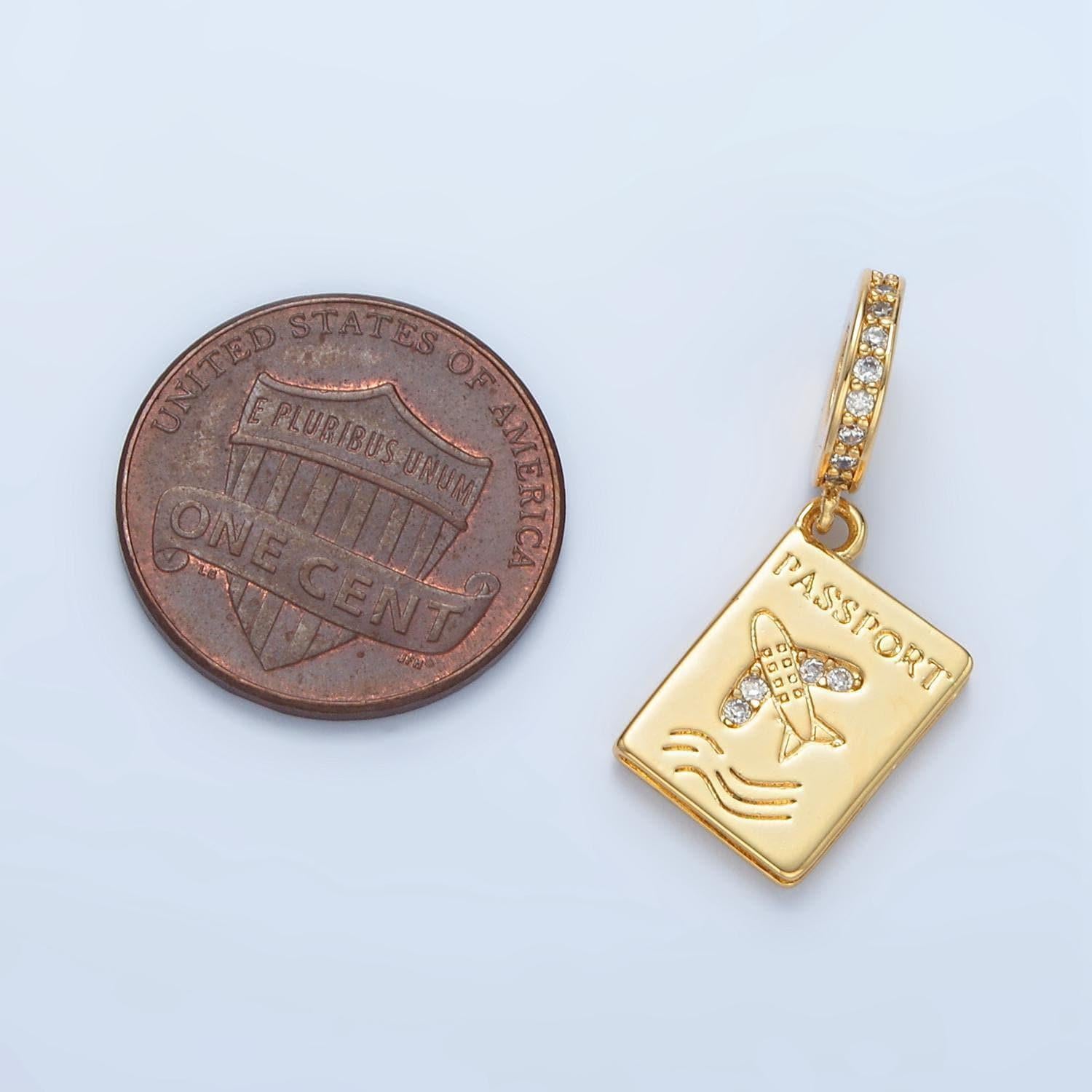 Mini gold passport dangle charm tiny gold travel book pendant vacation inspired memory pendrant for minimalist jewelry making e369