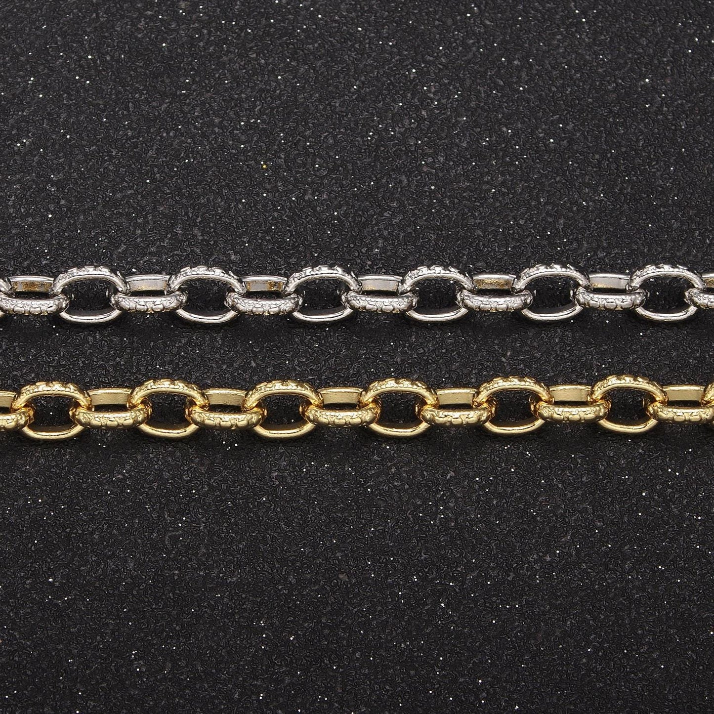 Unique thick 24k gold filled cable chain by yard, 6mm width silver & gold color chain, wholesale bulk roll chain for jewelry making, 686
