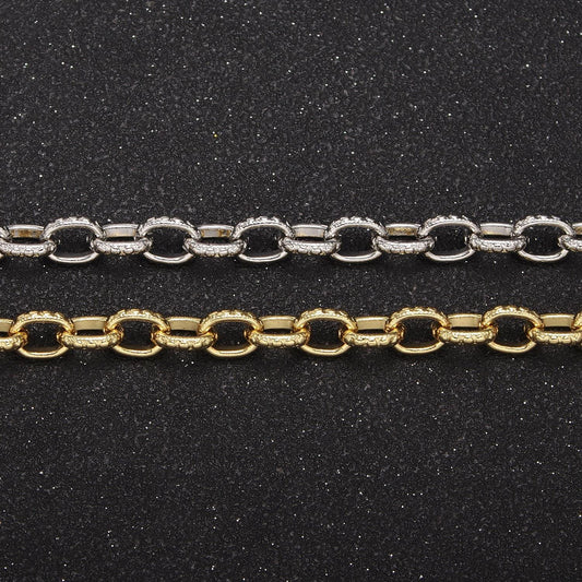 Unique thick 24k gold filled cable chain by yard, 6mm width silver & gold color chain, wholesale bulk roll chain for jewelry making, 686