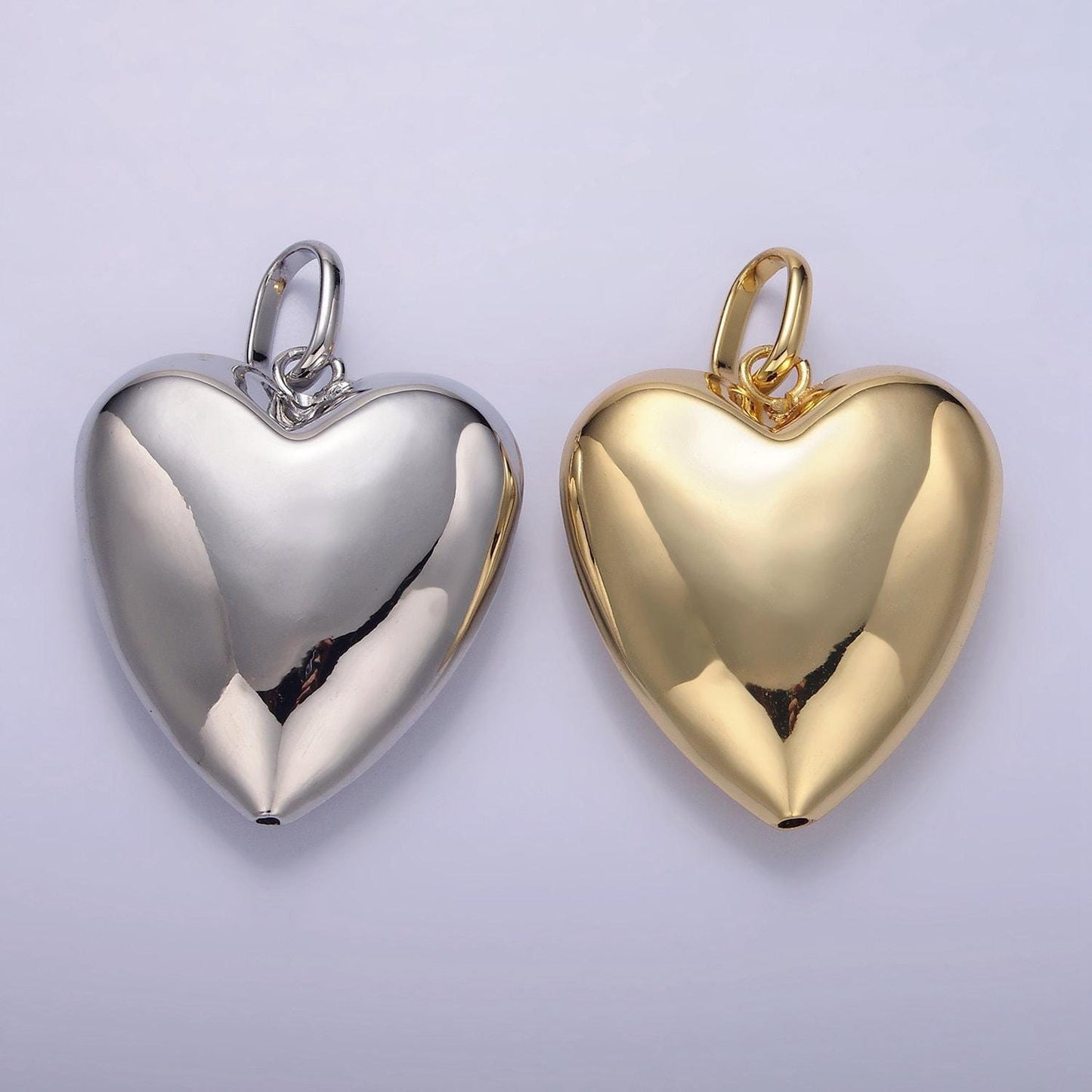 Puffy big 14k gold filled heart charm balloon pendant for statement jewelry making supply | aa1326