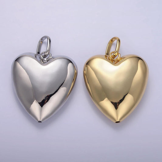 Puffy big 14k gold filled heart charm balloon pendant for statement jewelry making supply | aa1326