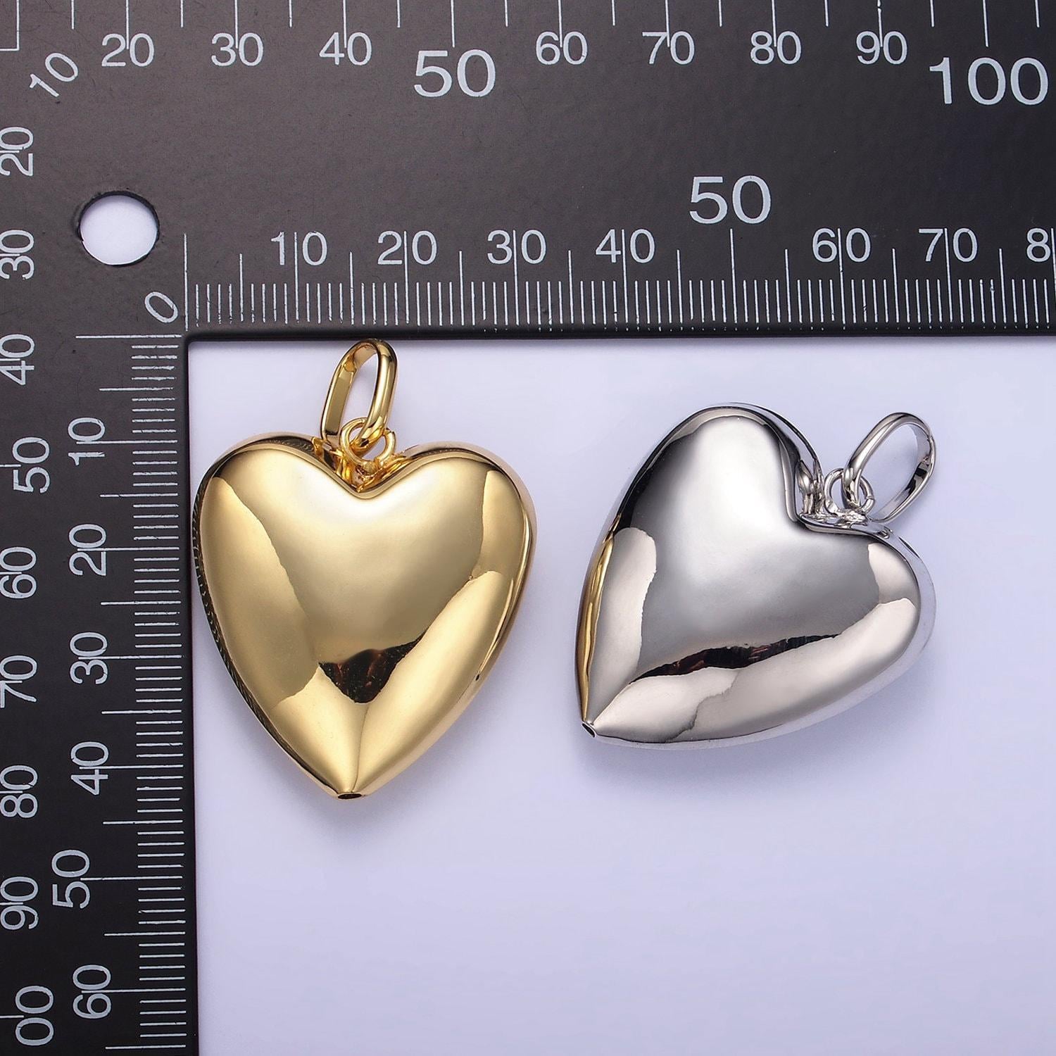 Puffy big 14k gold filled heart charm balloon pendant for statement jewelry making supply | aa1326