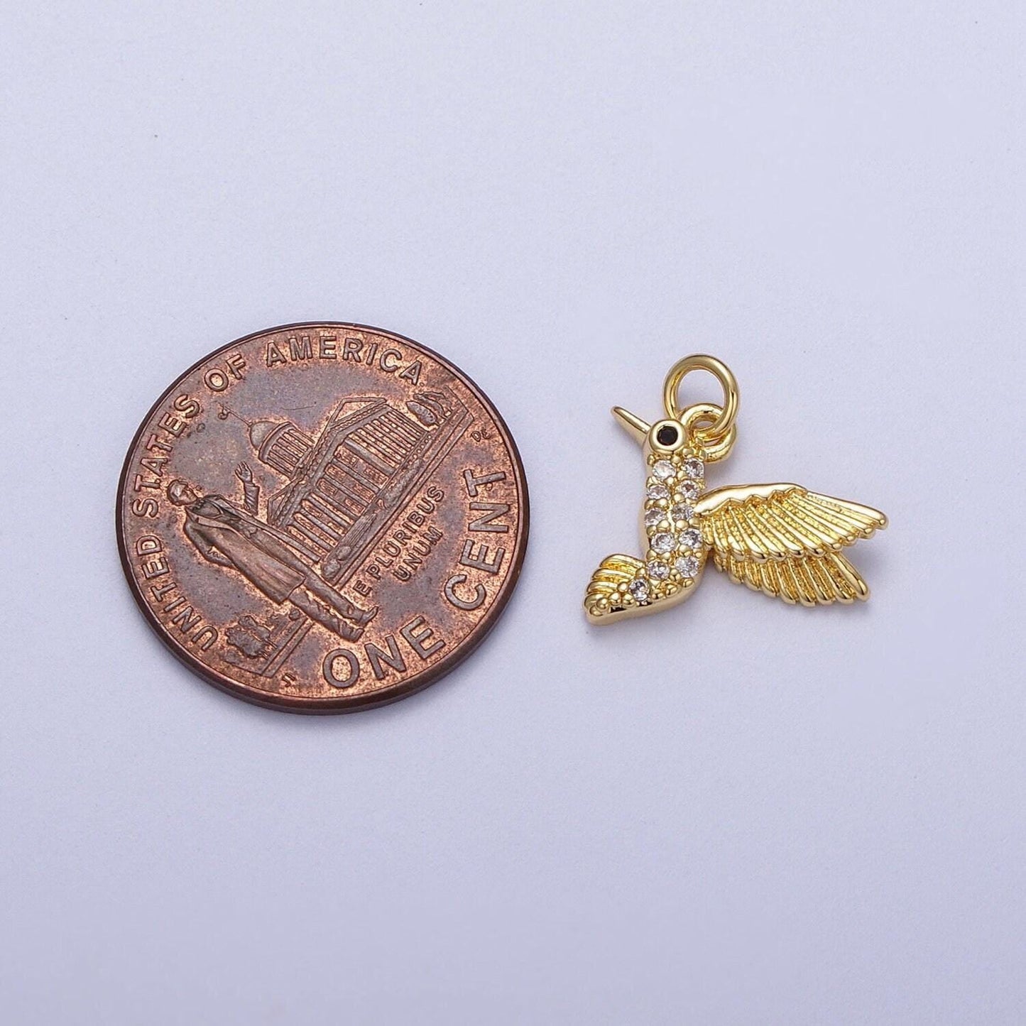 Gold tiny hummingbird charm cubic humming bird charm for add on necklace bracelet earring pendant n-520