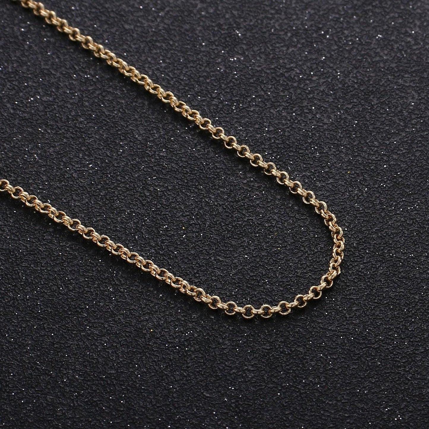 Gold rolo cable chain by yard, round link chain, wholesale bulk roll chain for diy jewelry , thickness 0.6mm,278